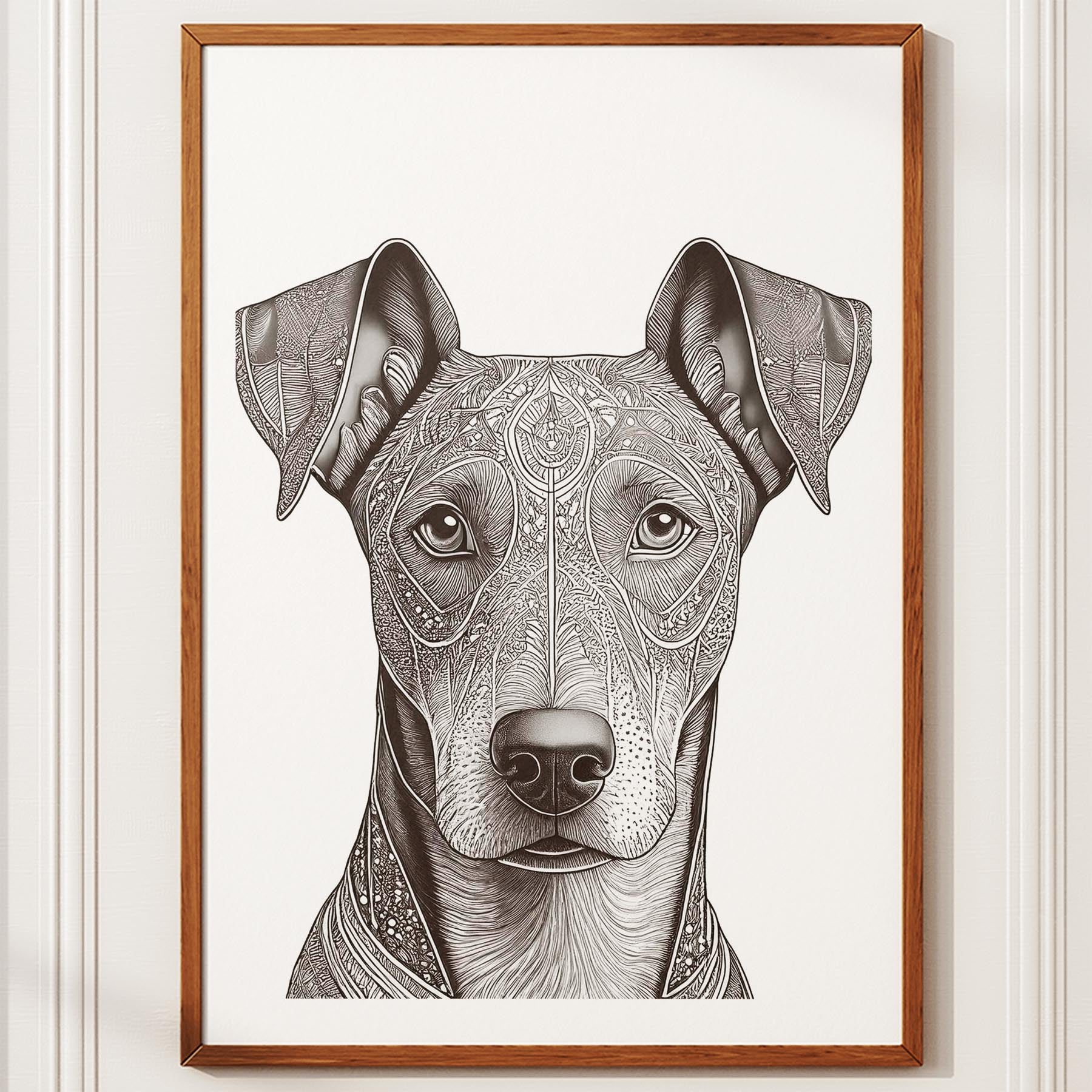 Doberman Mandala Black and White Dog Series image 10