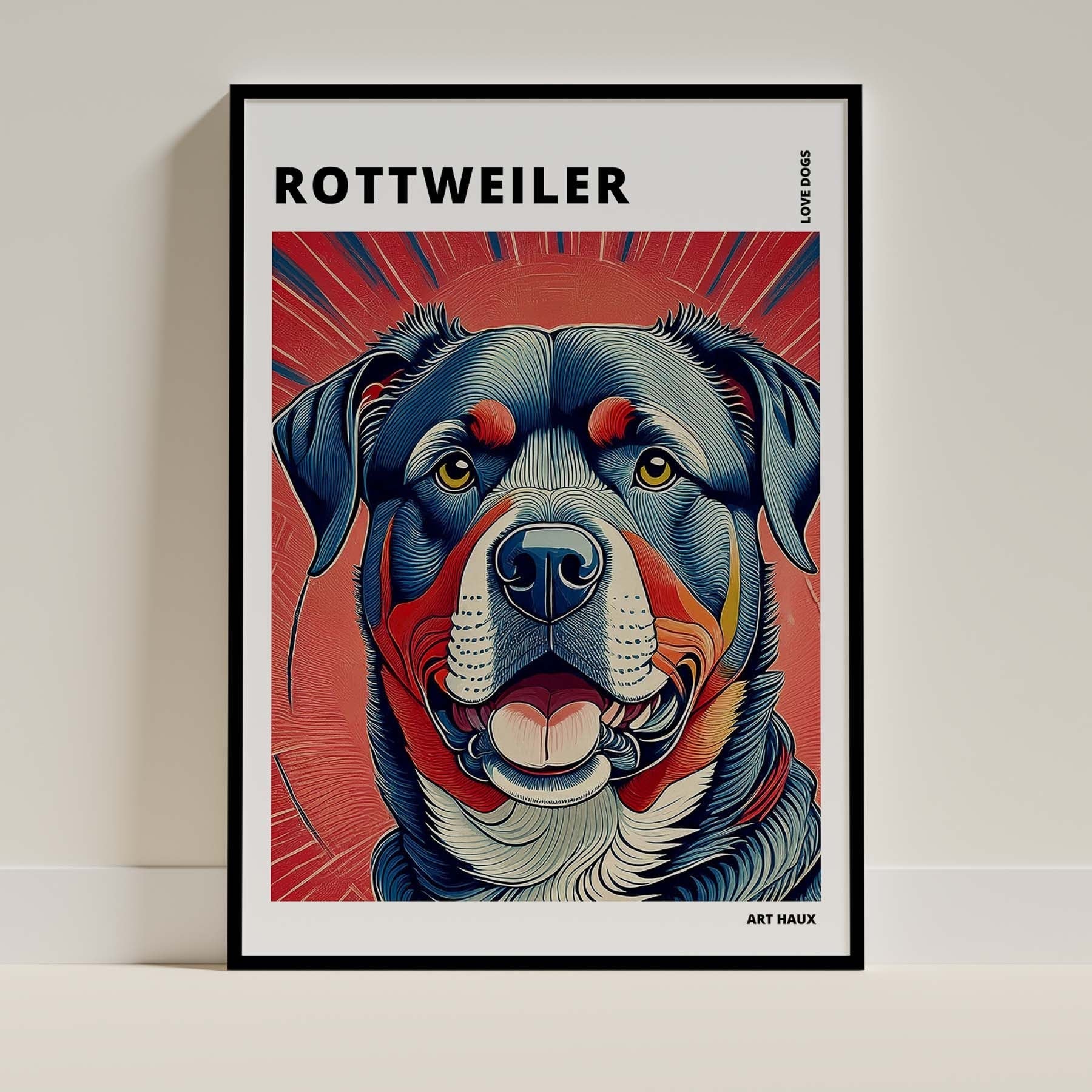 Rottweiler Hokusai Japanese Inspired Dog Series with Text image 0