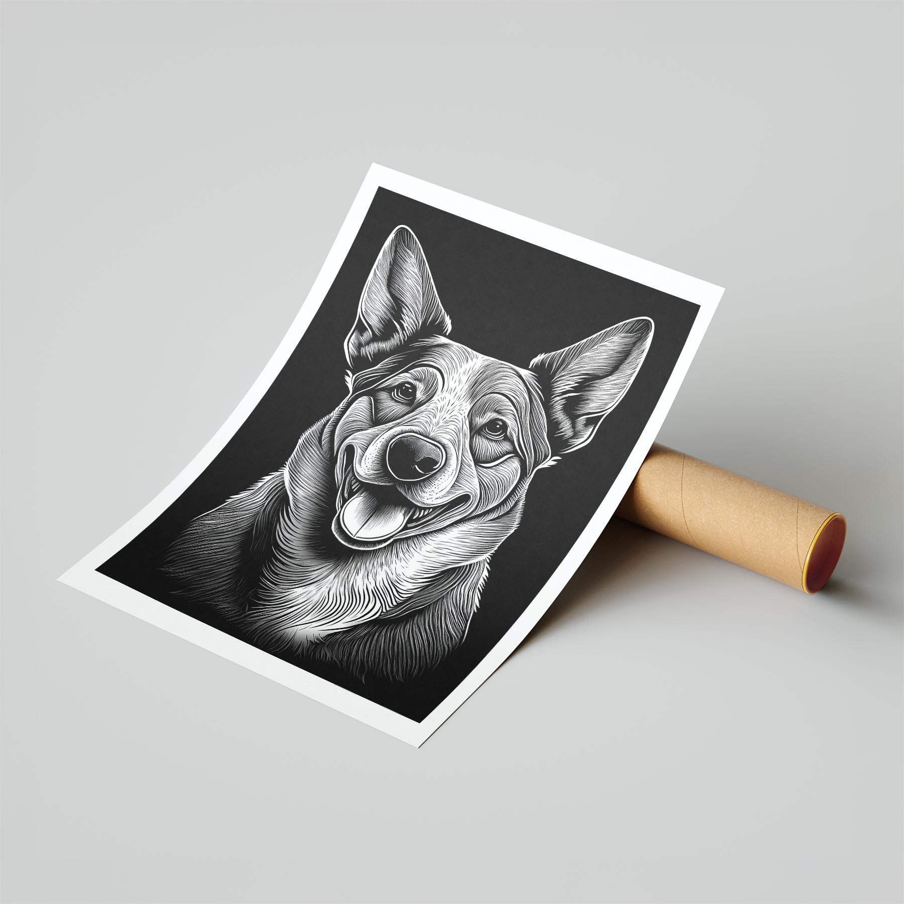 Cattle Dog Line Dog Series in Black and White image 6