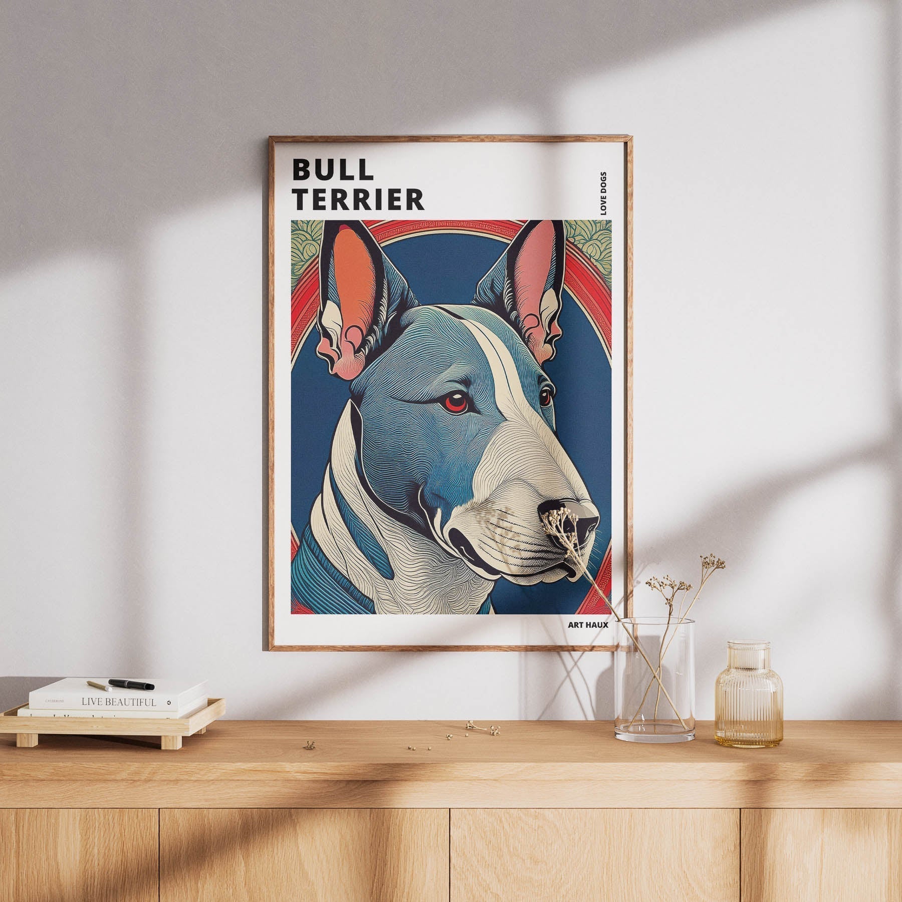 Bull Terrier Hokusai Japanese Inspired Dog Series with Text image 7