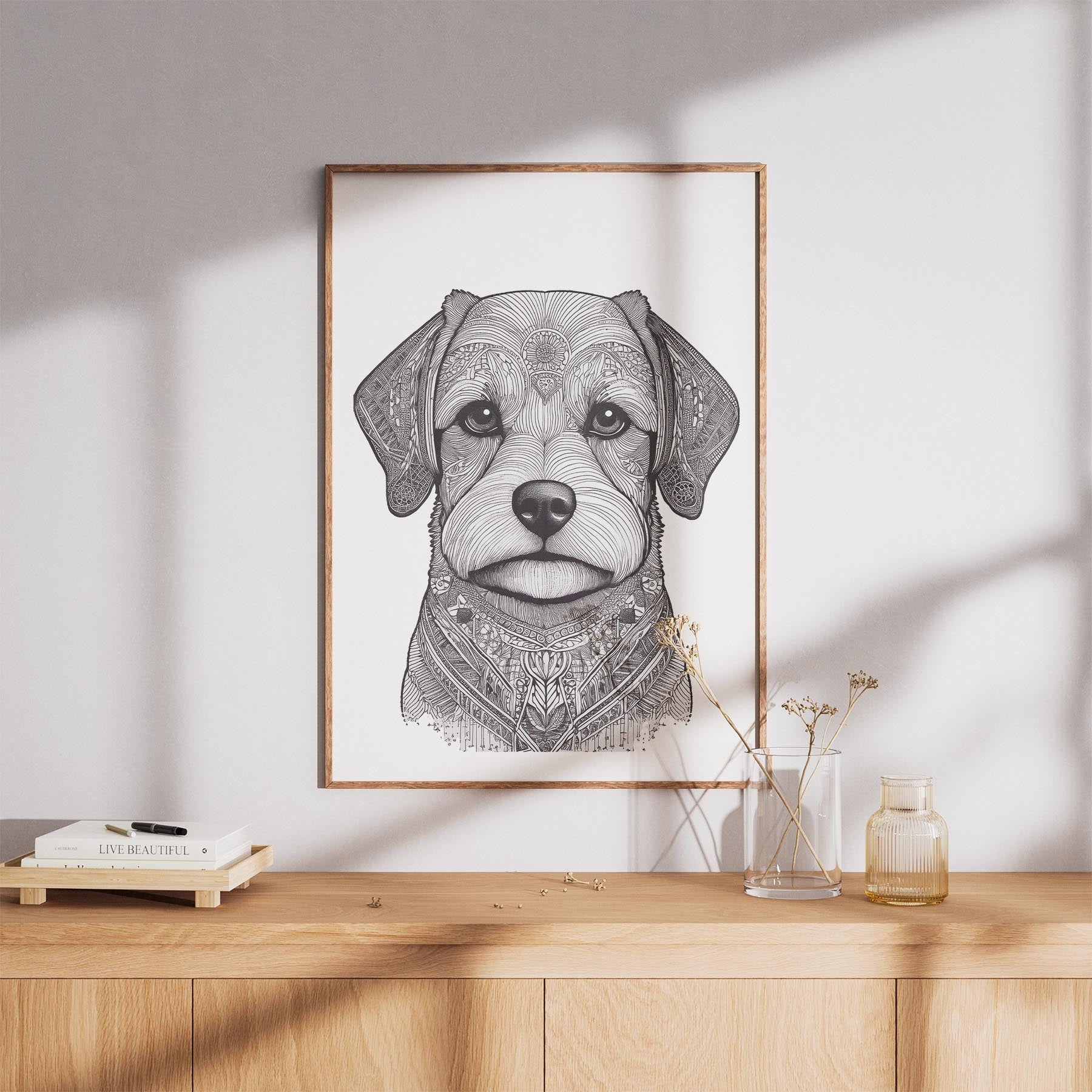 Maltese Mandala Black and White Dog Series image 8