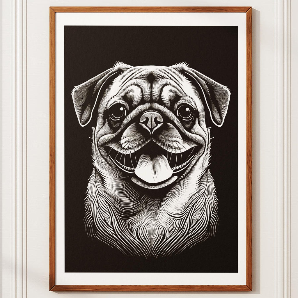 Pug Line Dog Series in Black and White image 10