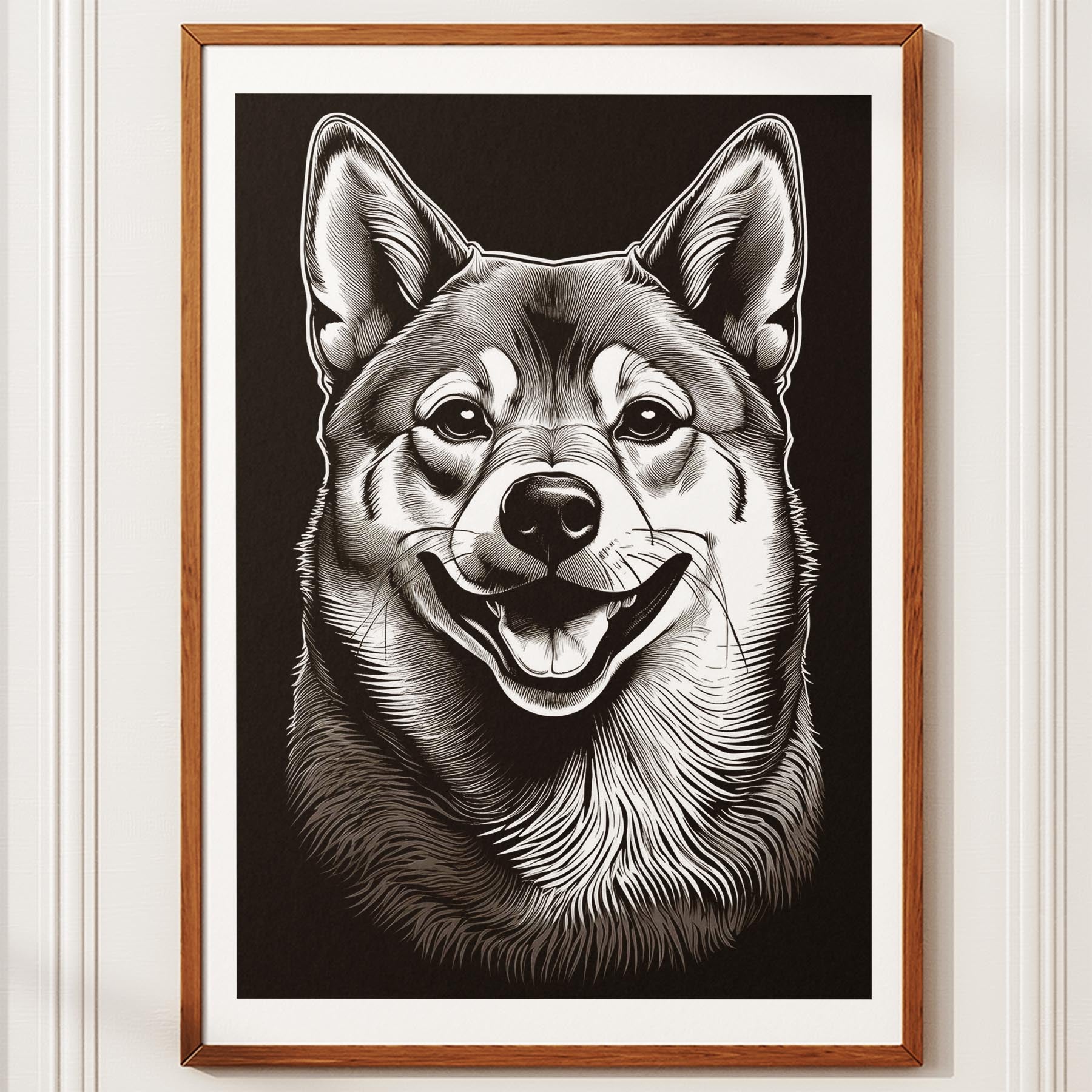 Shiba Line Dog Series in Black and White image 10