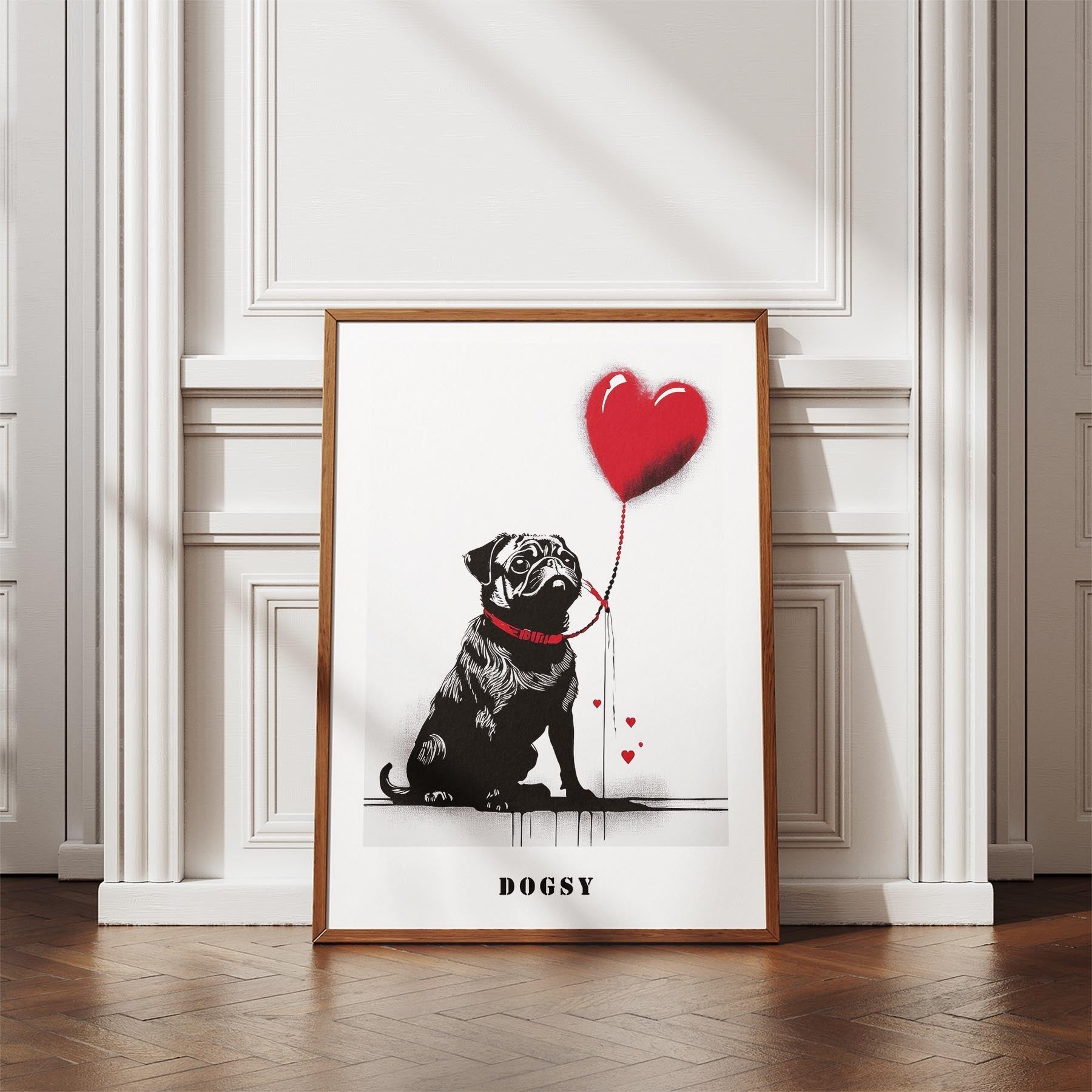 Pug DOGSY Series inspired by the Art of Banksy with text Dogsy image 4