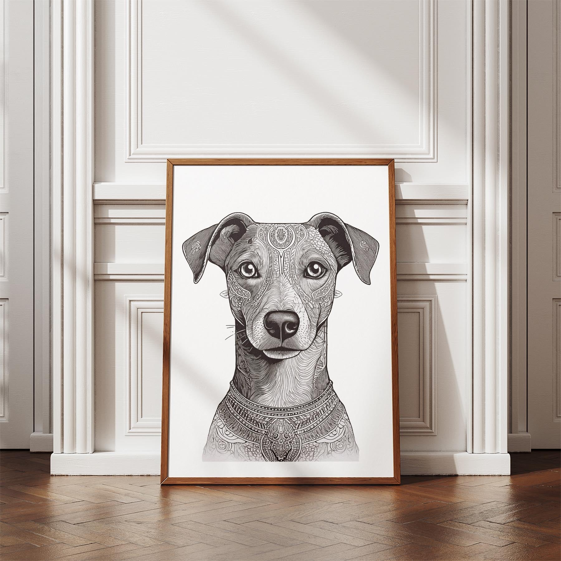 Whippet Mandala Black and White Dog Series image 4