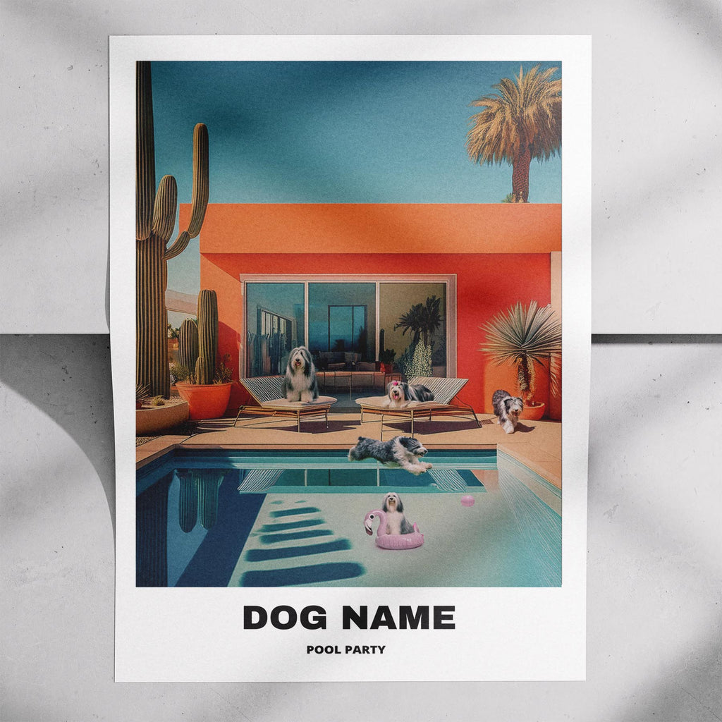 Old English Sheepdog Custom Pool Party WITH TEXT image 7