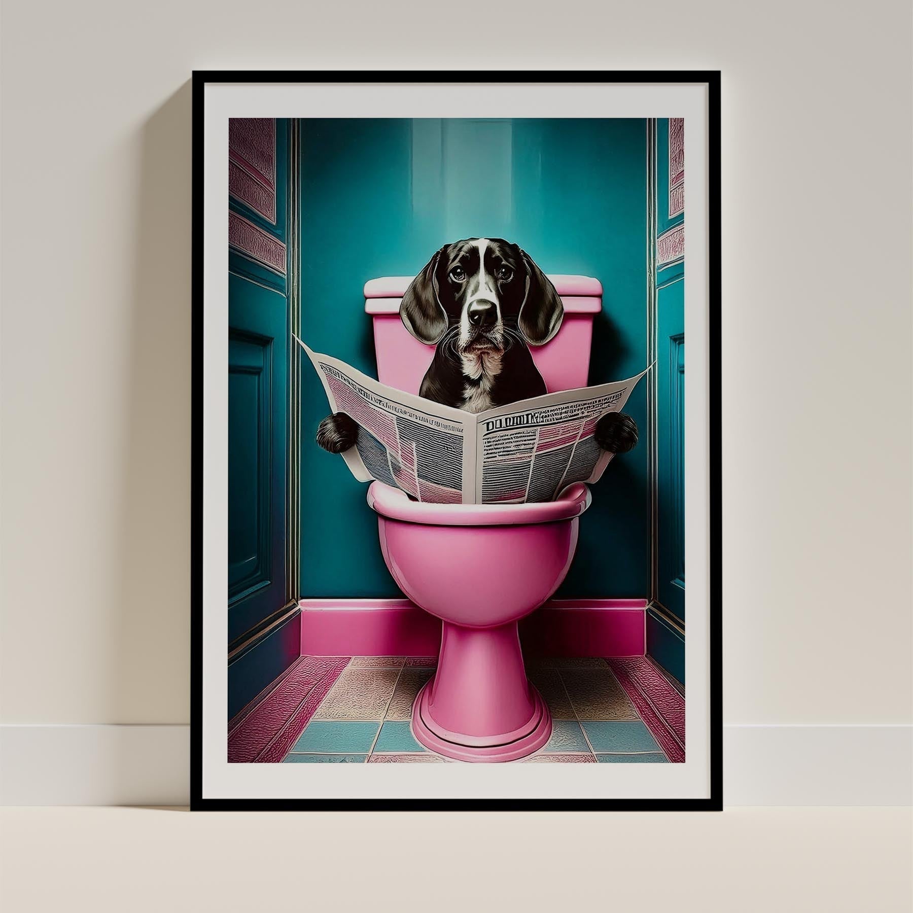 Beagle Toilet Dogs PInk and Turquise image 0