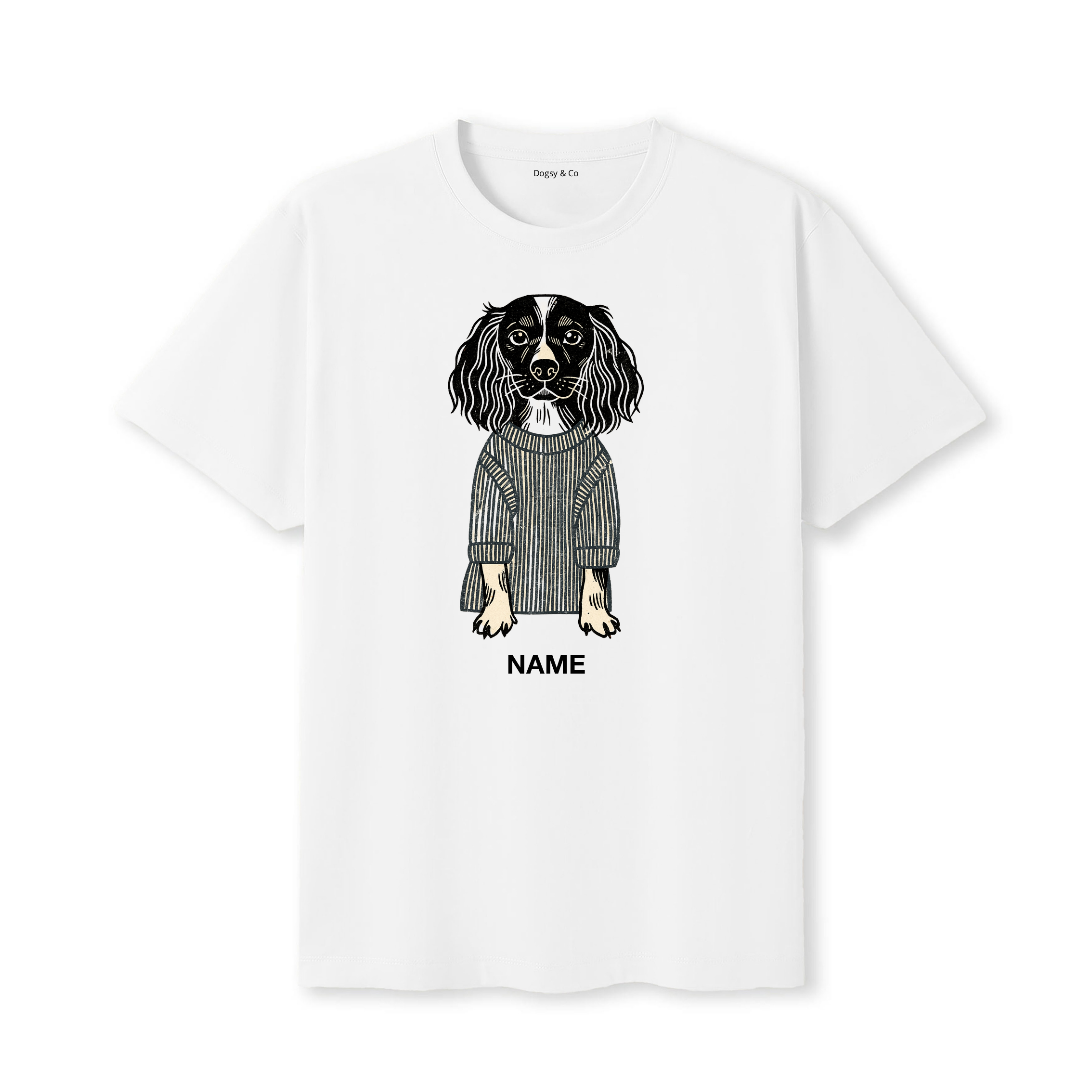 English Springer Spaniel Jumper Dog Custom T-Shirt - White