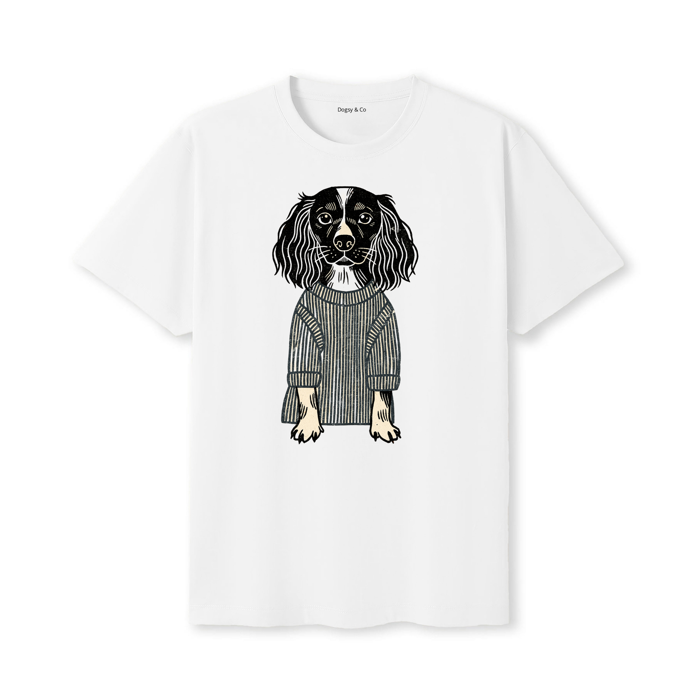 English Springer Spaniel Jumper Dog T-Shirt - White