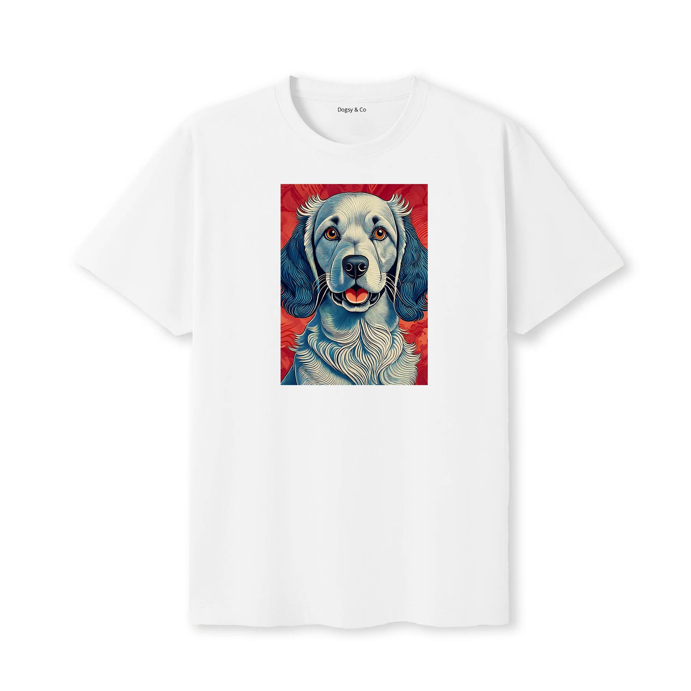 English Setter Hokusai Dog Portrait T-Shirt V1 White