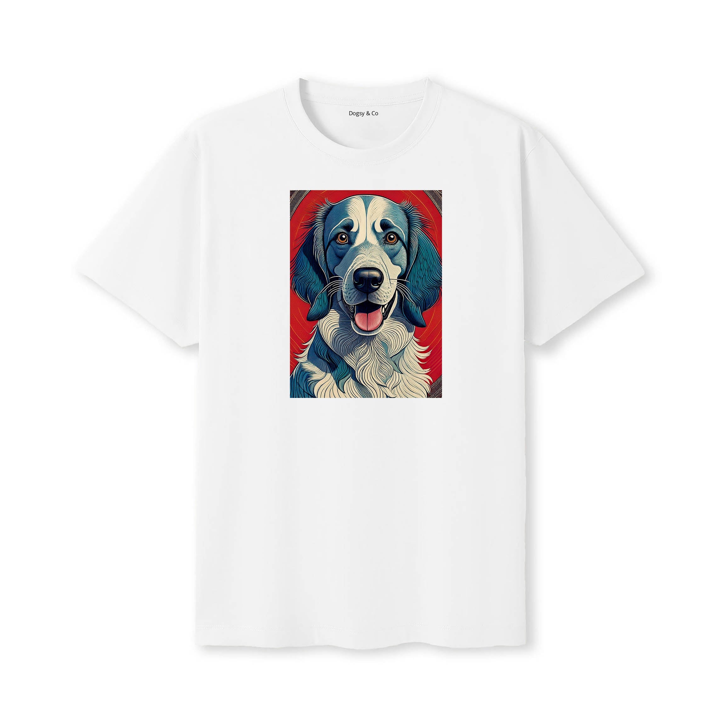 English Setter Hokusai Dog Portrait T-Shirt V2 White