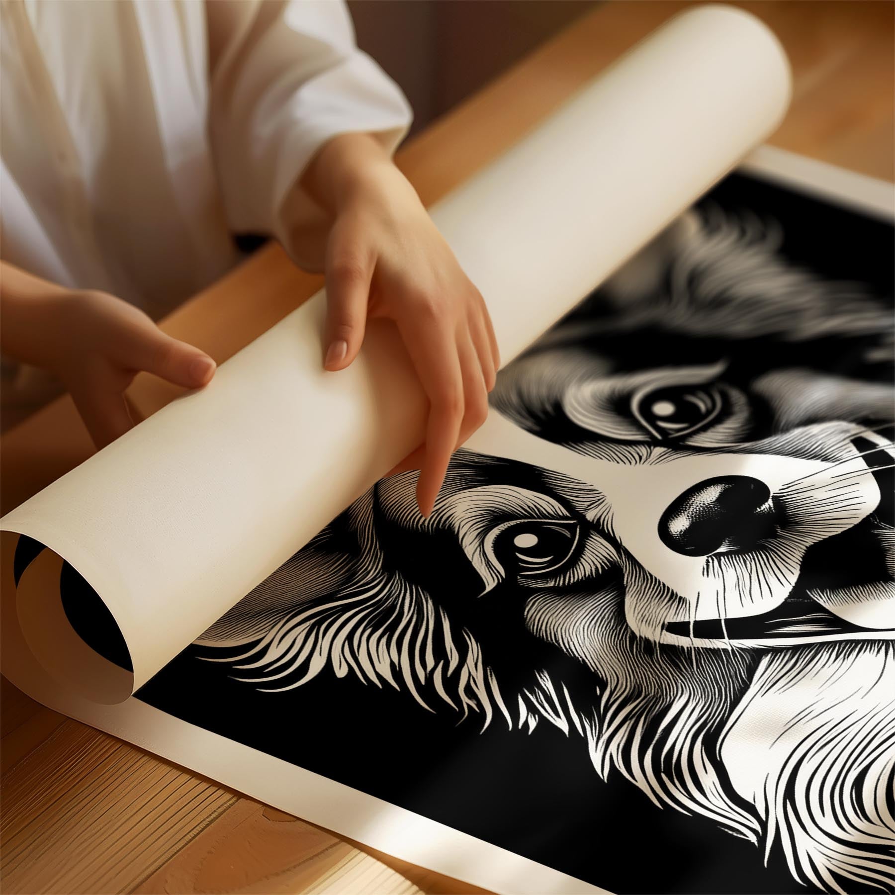 Papillon Line Dog Series in Black and White image 1