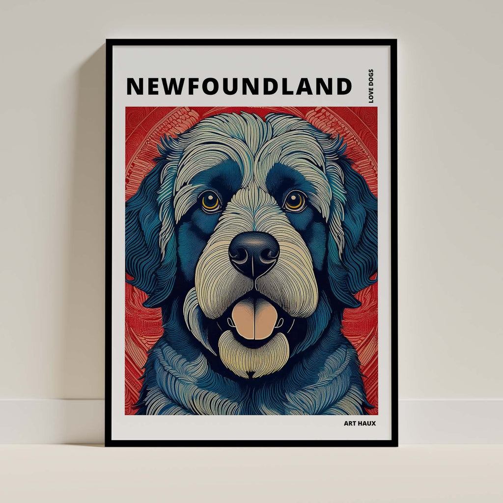 Newfoundland Hokusai Japanese Inspired Dog Series with Text image 0