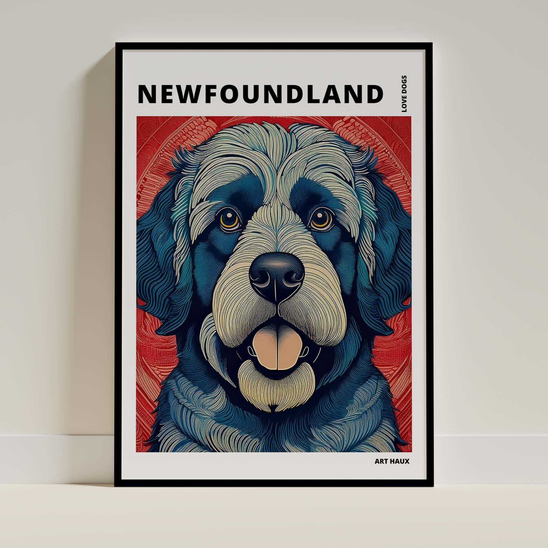 Newfoundland Hokusai Japanese Inspired Dog Series with Text image 0