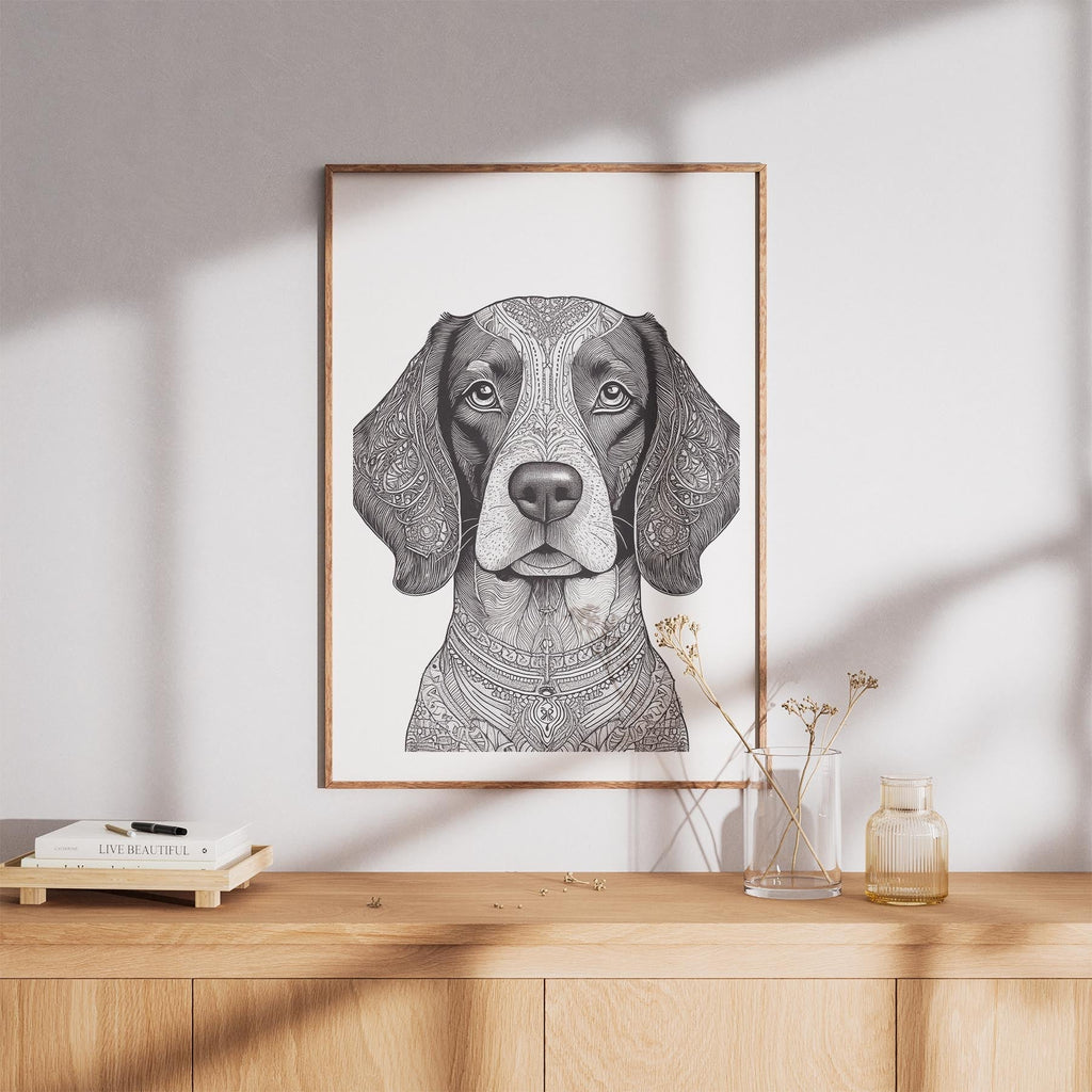 English Springer Spaniel Mandala Black and White Dog Series image 8