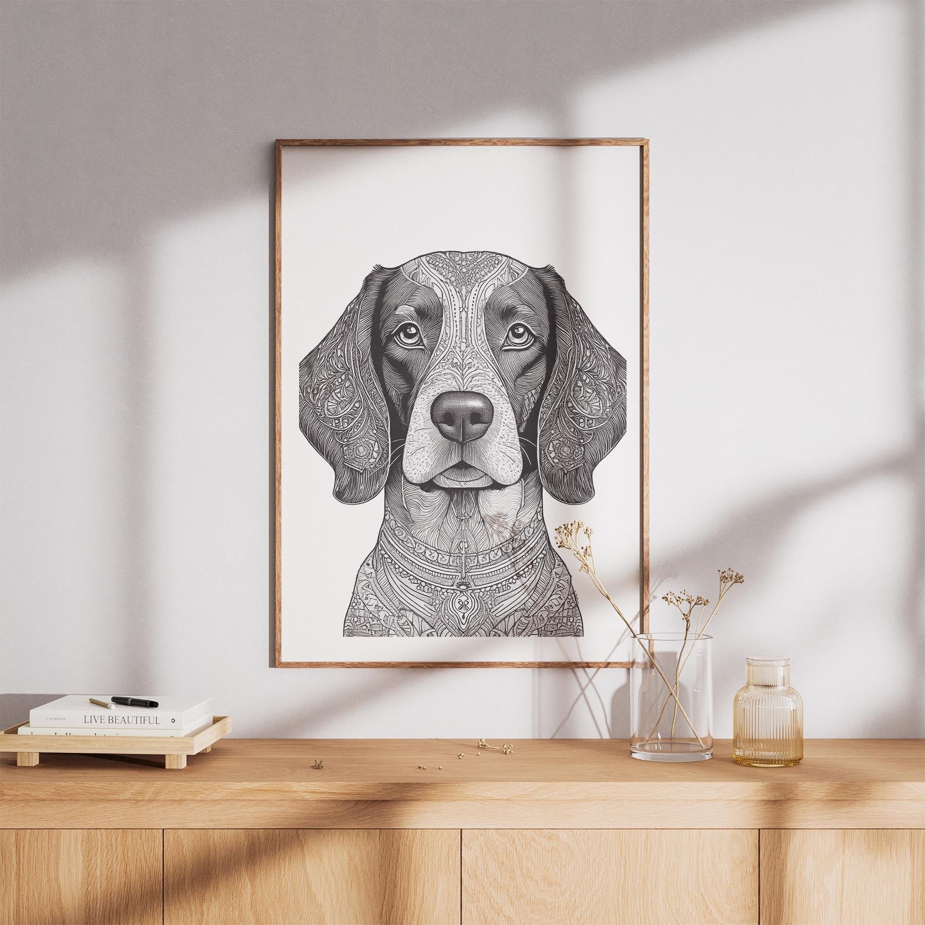 English Springer Spaniel Mandala Black and White Dog Series image 8