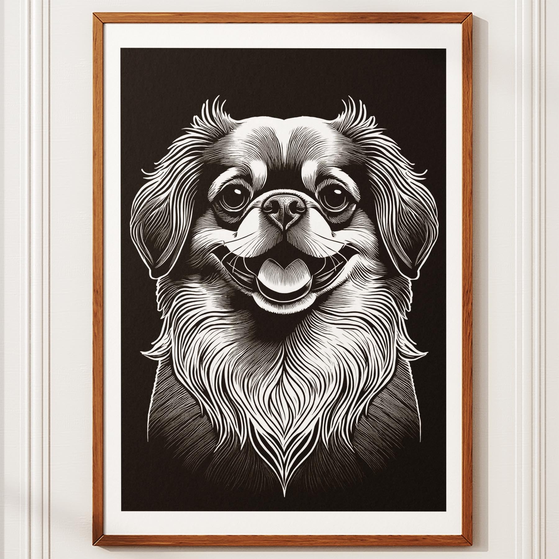 Pekingese Line Dog Series in Black and White image 10