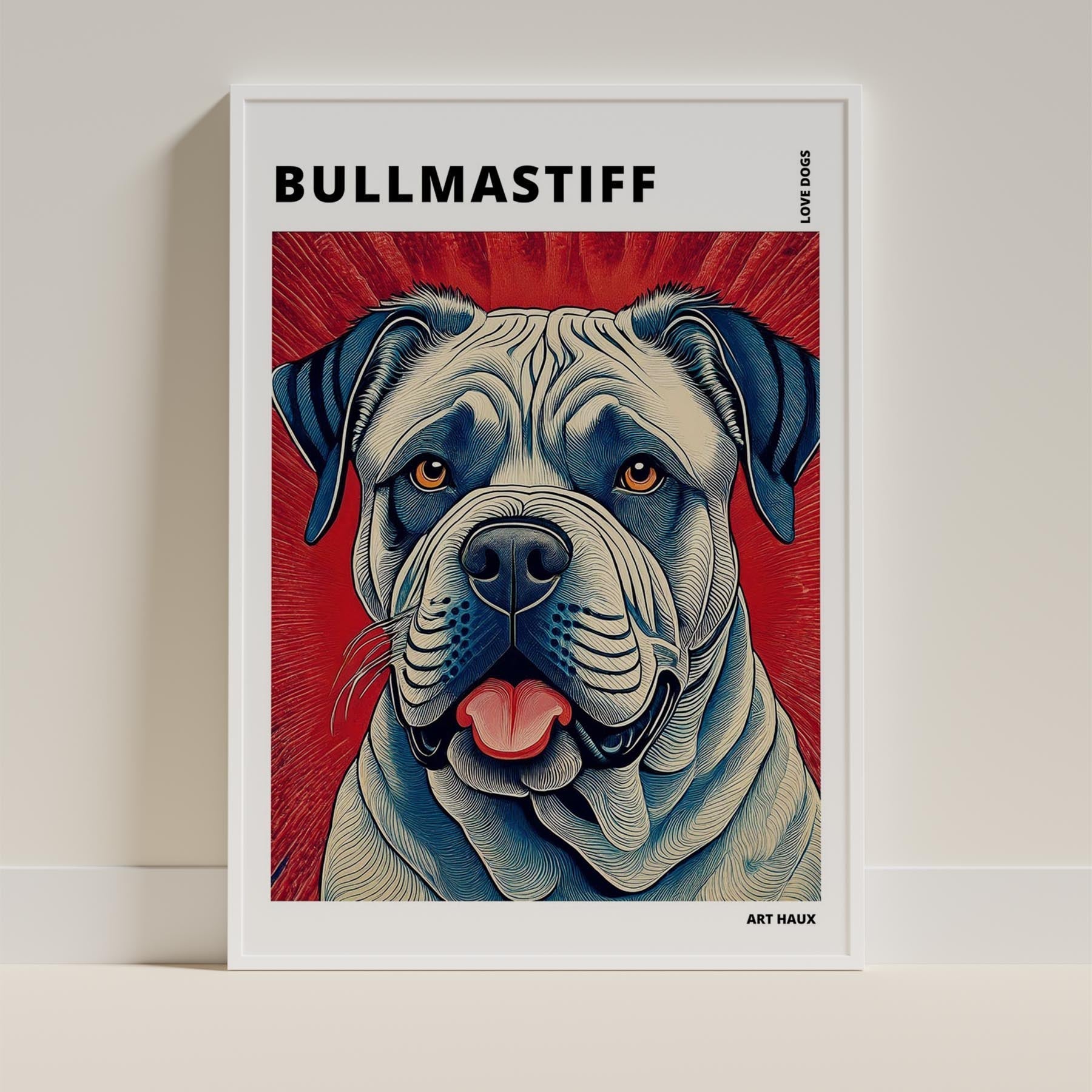 Bullmastiff Hokusai Japanese Inspired Dog Series with Text image 8