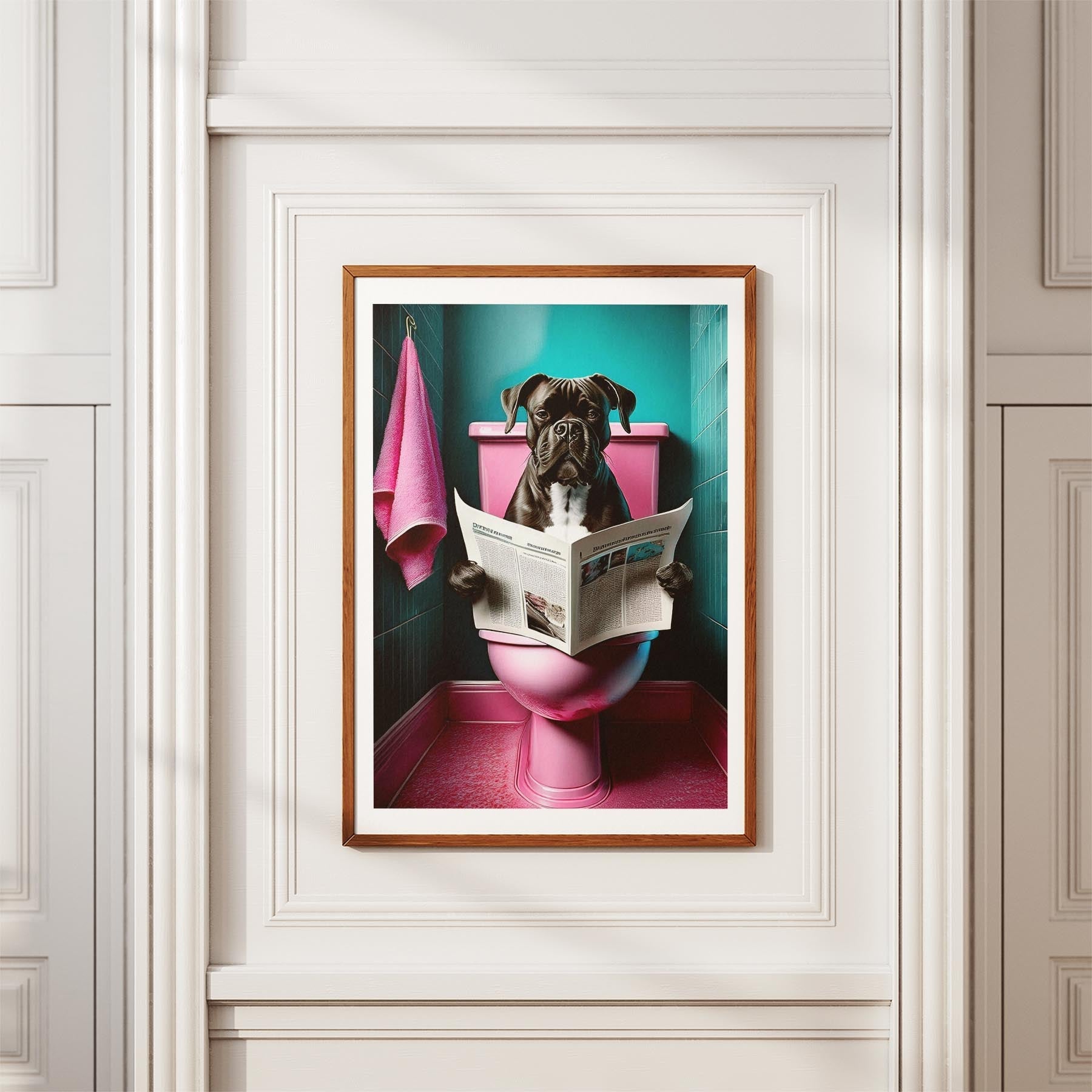 Boxer Toilet Dogs PInk and Turquise image 3