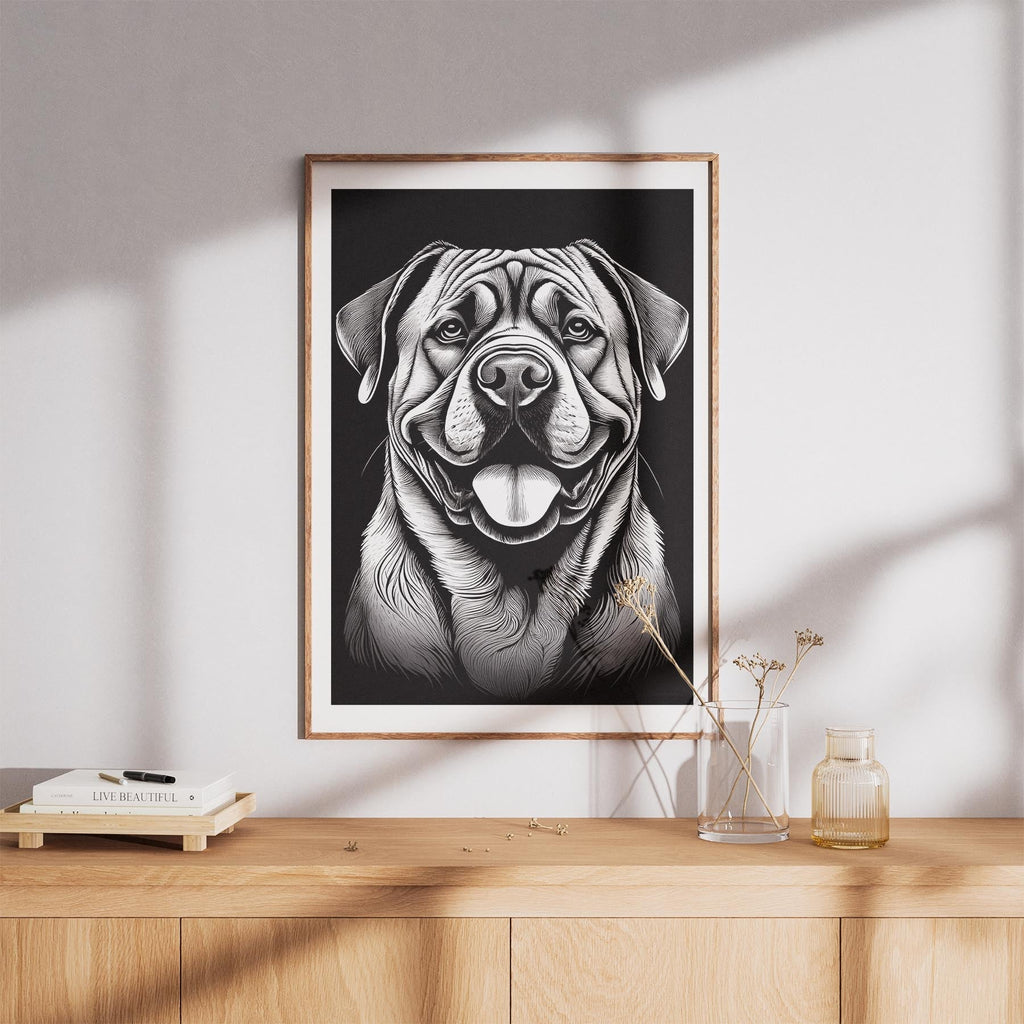 Bullmastiff Line Dog Series in Black and White image 8