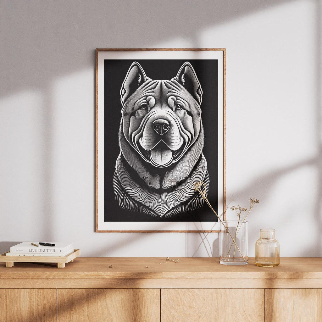 Shar Pei Line Dog Series in Black and White image 8