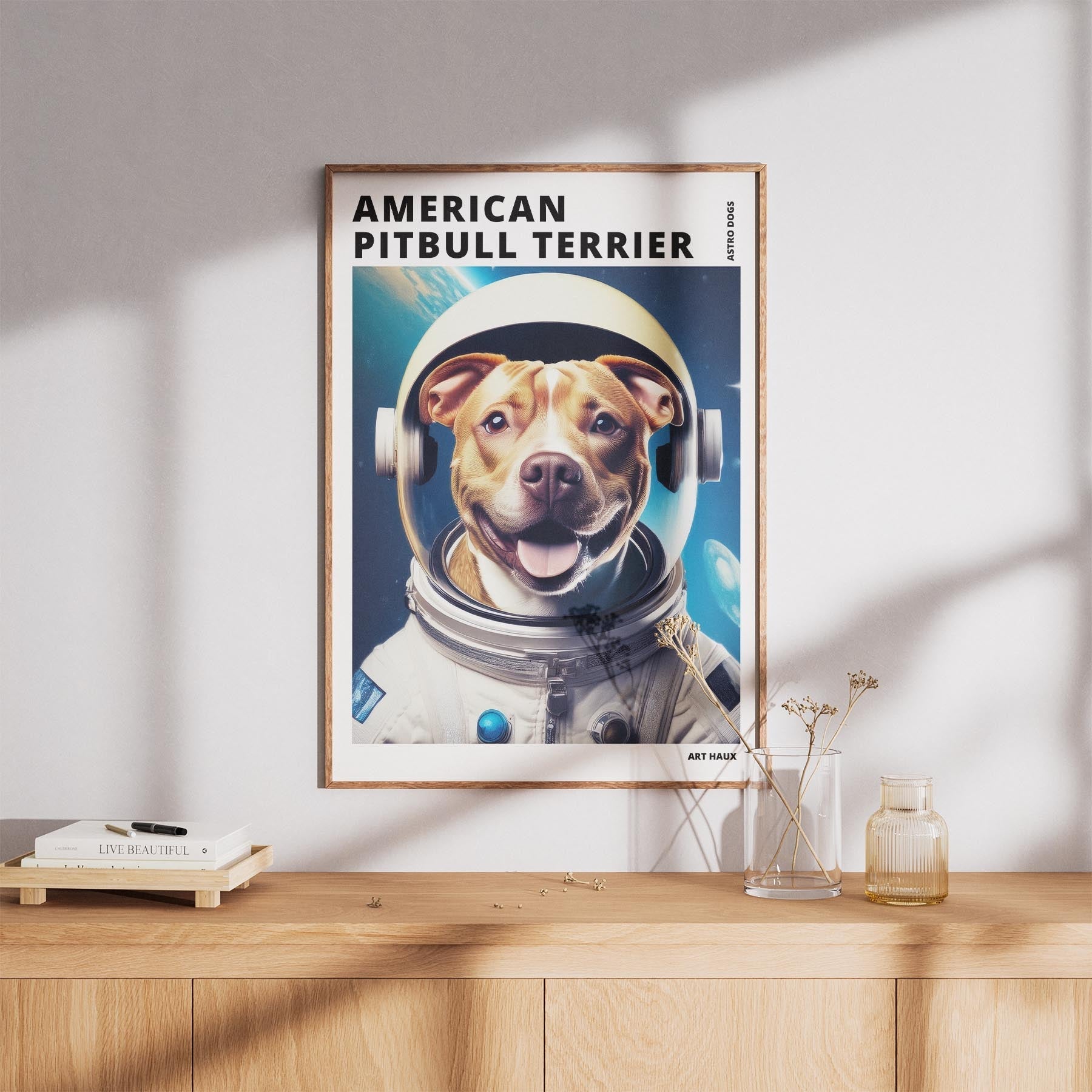American Pitbull Terrier Astronaut Dog Series with Text Astro Dog image 8