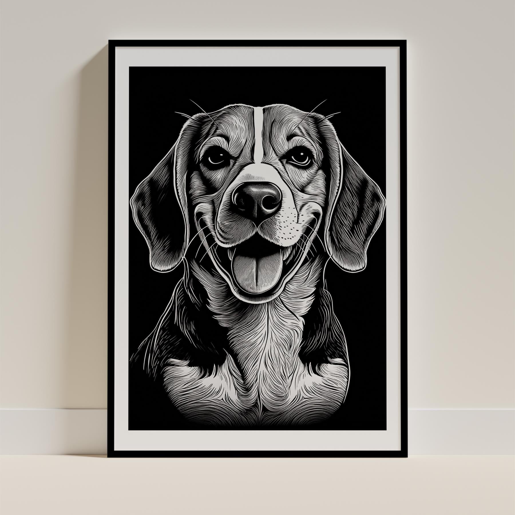 Beagle Line Dog Series in Black and White image 0