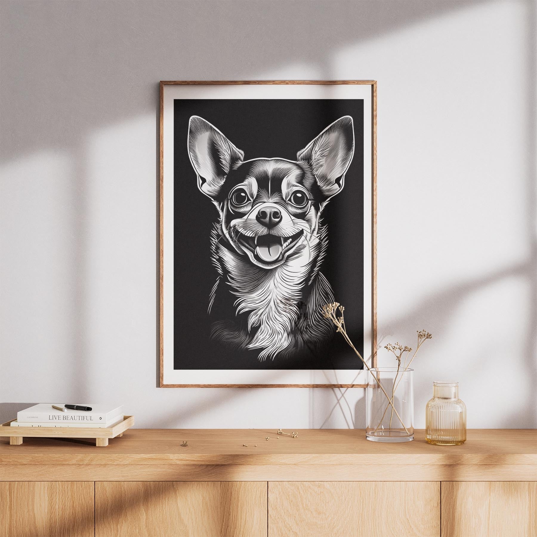 Chihuahua Line Dog Series in Black and White image 8