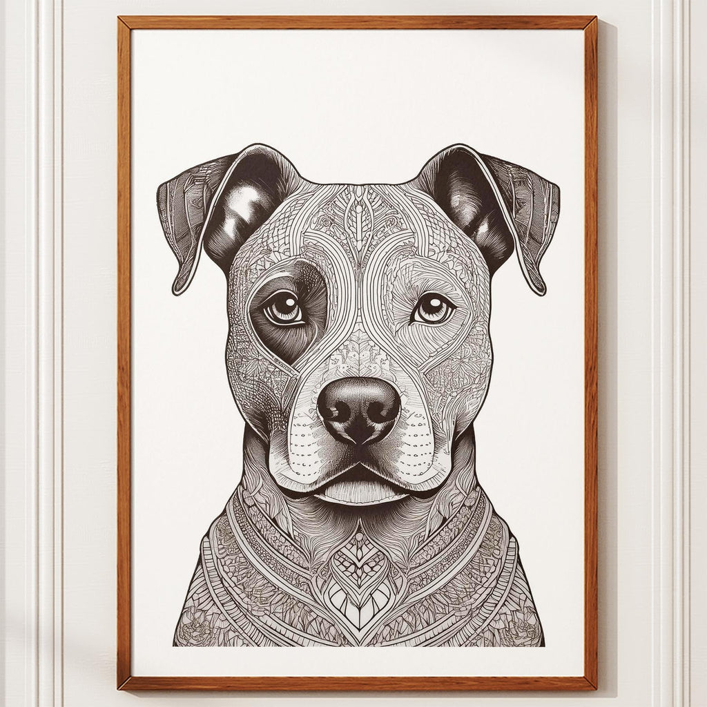 American Staffordshire Terrier Mandala Black and White Dog Series image 10