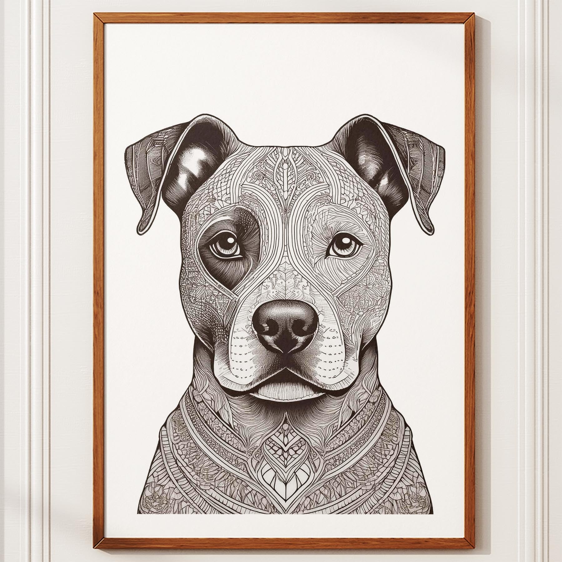 American Staffordshire Terrier Mandala Black and White Dog Series image 10
