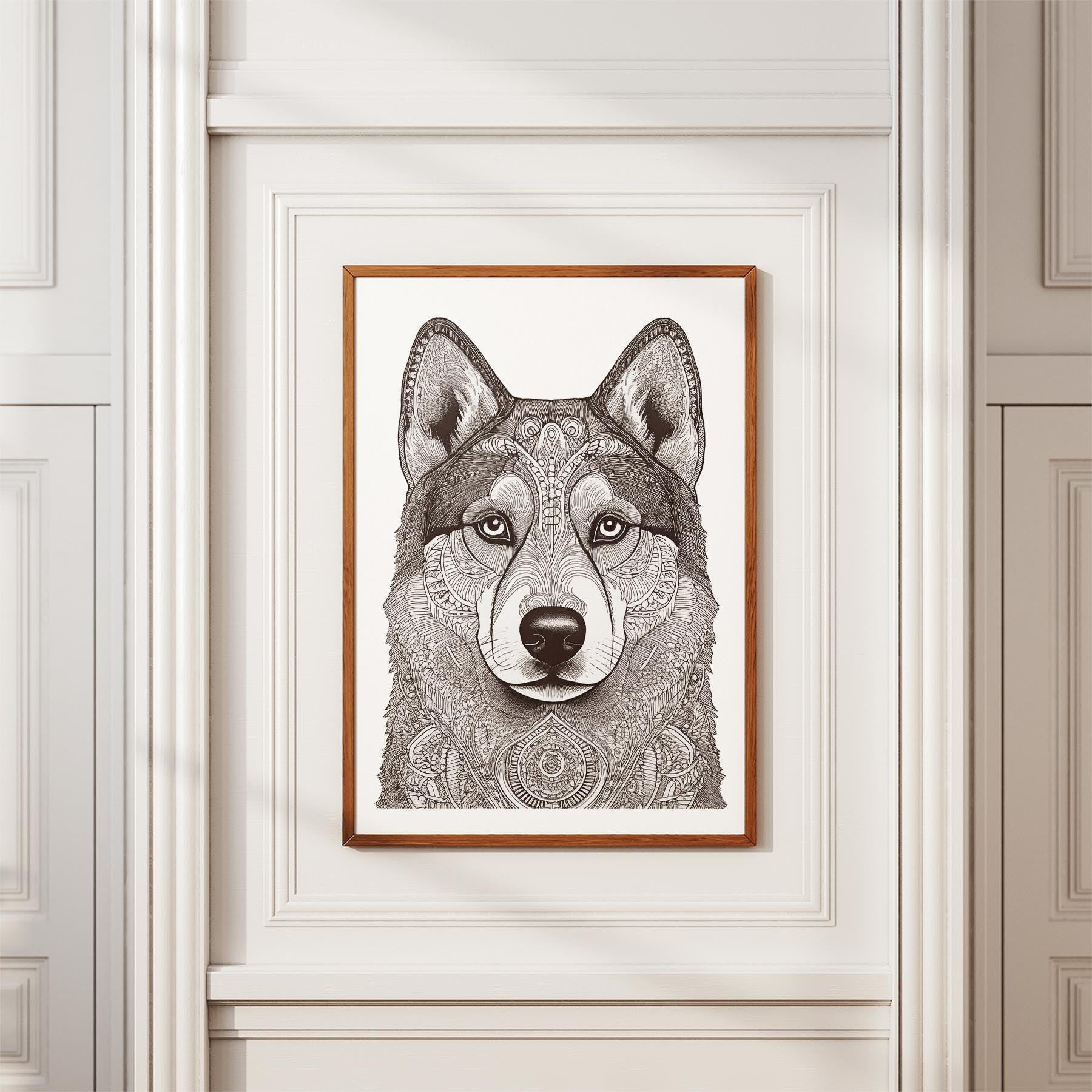 Siberian Husky Mandala Black and White Dog Series image 3