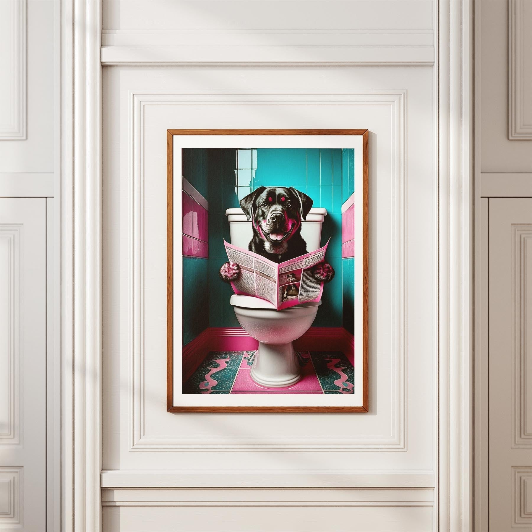 Rottweiler Toilet Dogs PInk and Turquise image 3