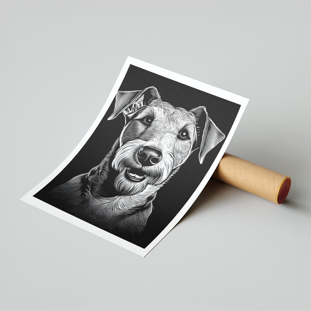 Airedale Line Dog Series in Black and White image 6