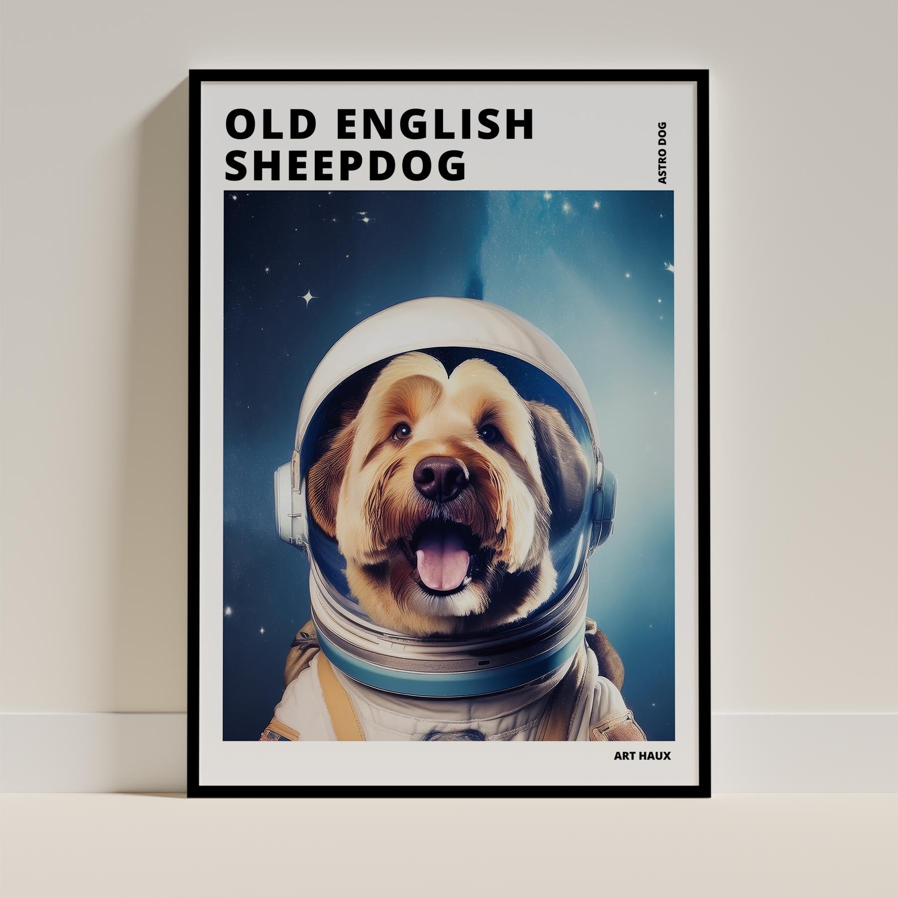 Old English Sheepdog Astronaut Dog Series with Text Astro Dog image 0