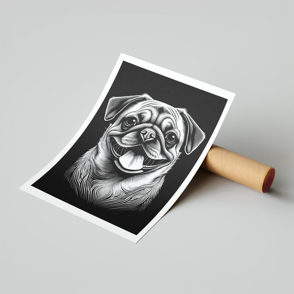 Pug Line Dog Series in Black and White image 6