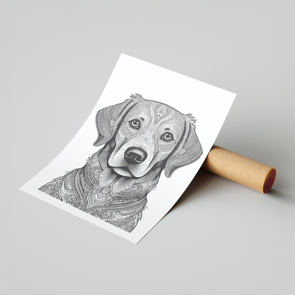 Golden Retriever Mandala Black and White Dog Series image 6