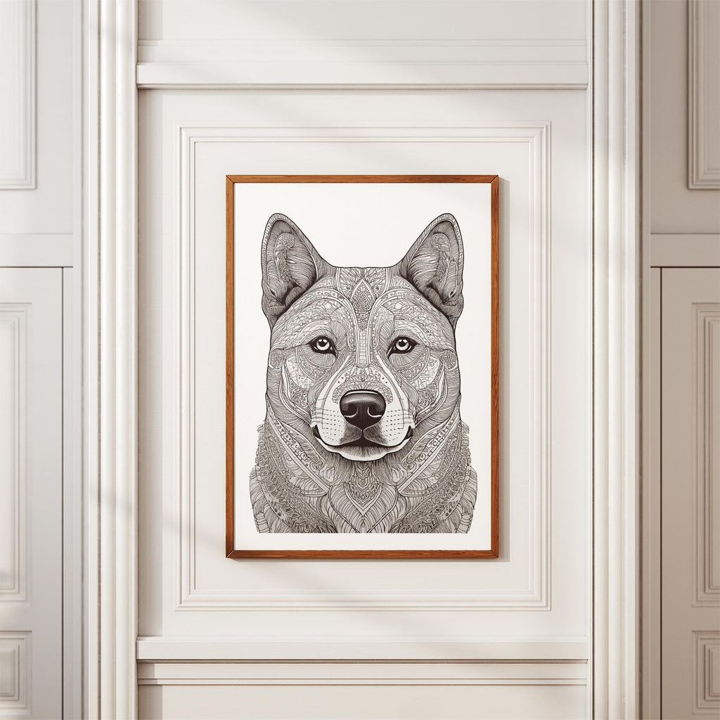 Akita Inu Mandala Black and White Dog Series image 3