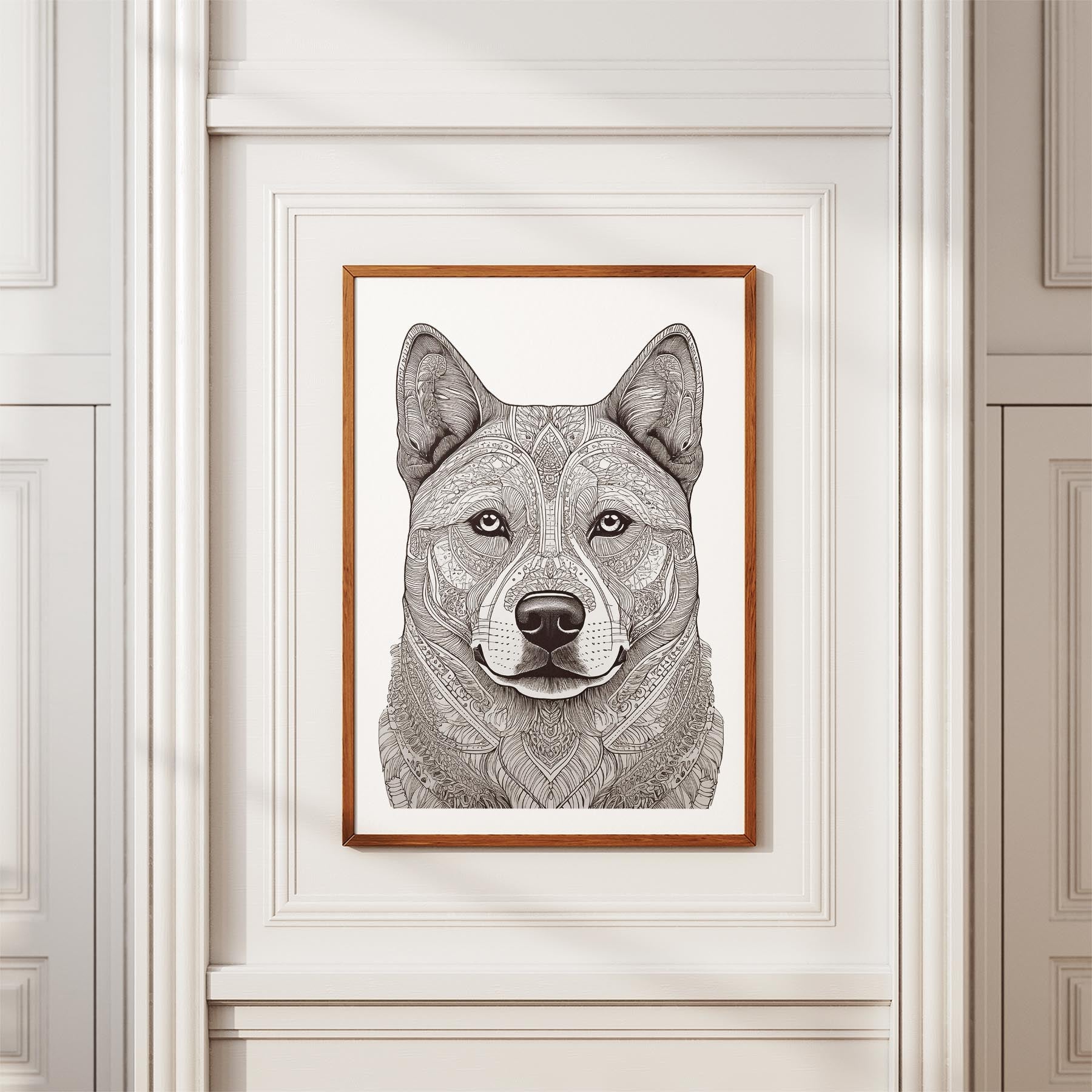 Akita Inu Mandala Black and White Dog Series image 3