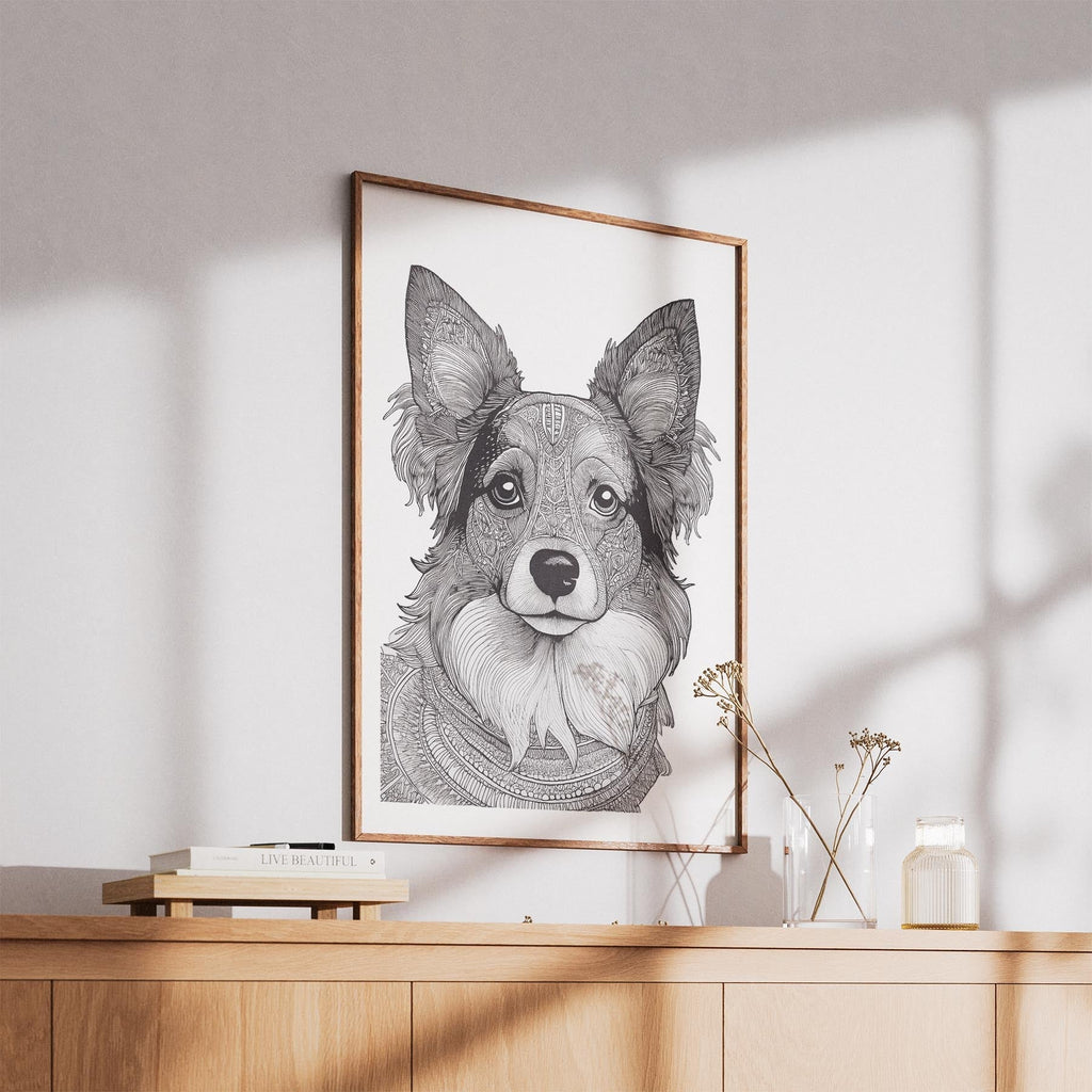 Papillon Mandala Black and White Dog Series image 5