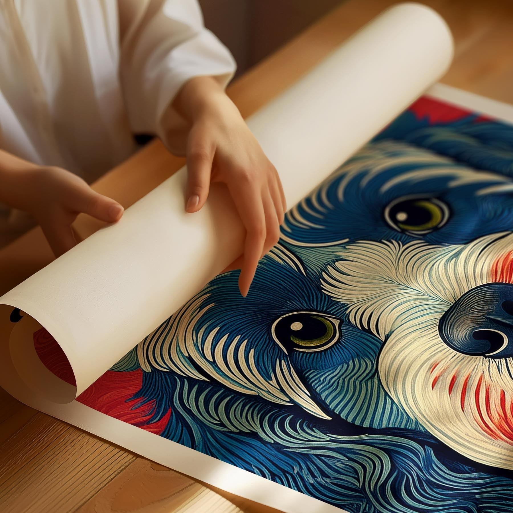 Cavoodle Hokusai Japanese Inspired Dog Series with Text image 1