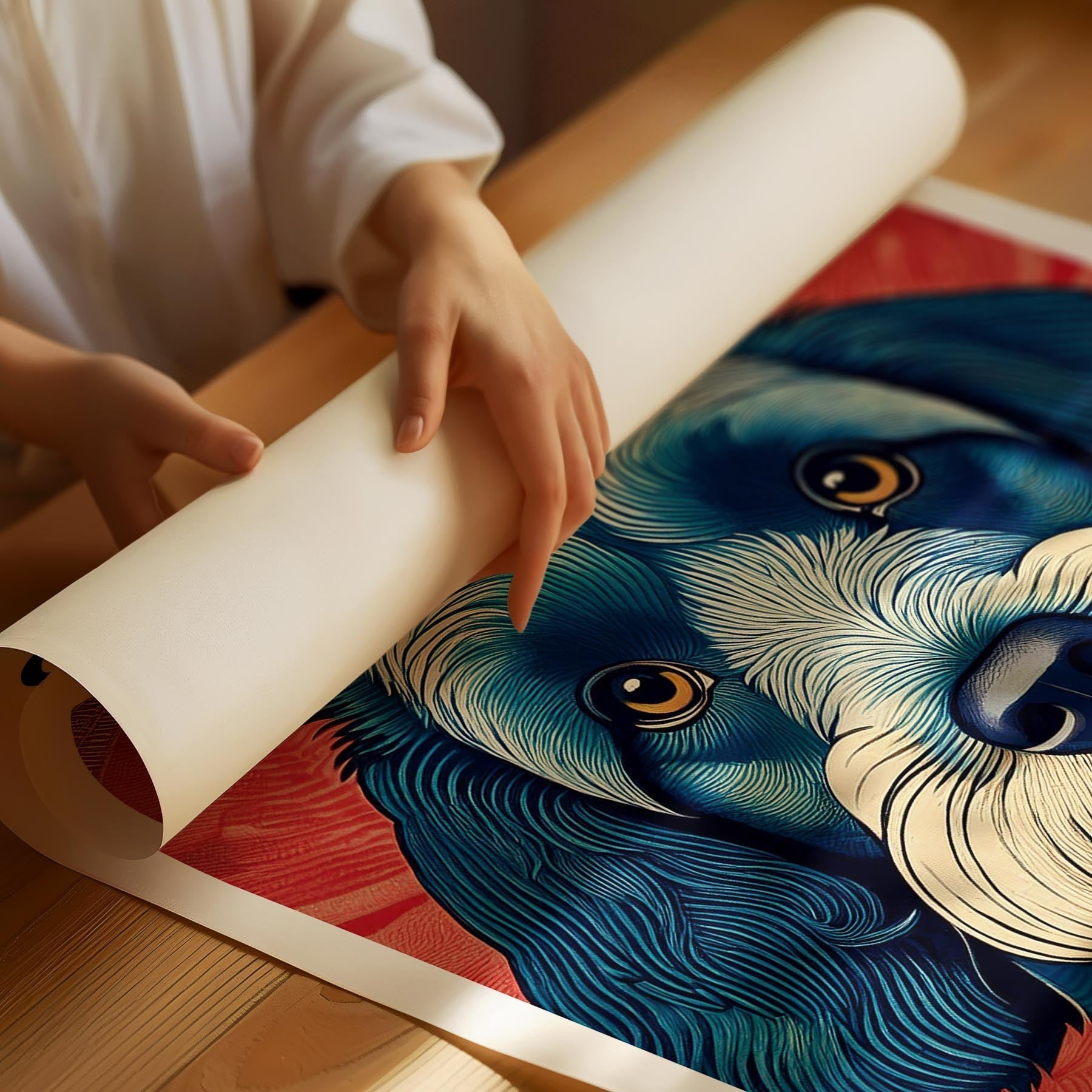 Cavoodle Hokusai Japanese Inspired Dog Series with Text image 1