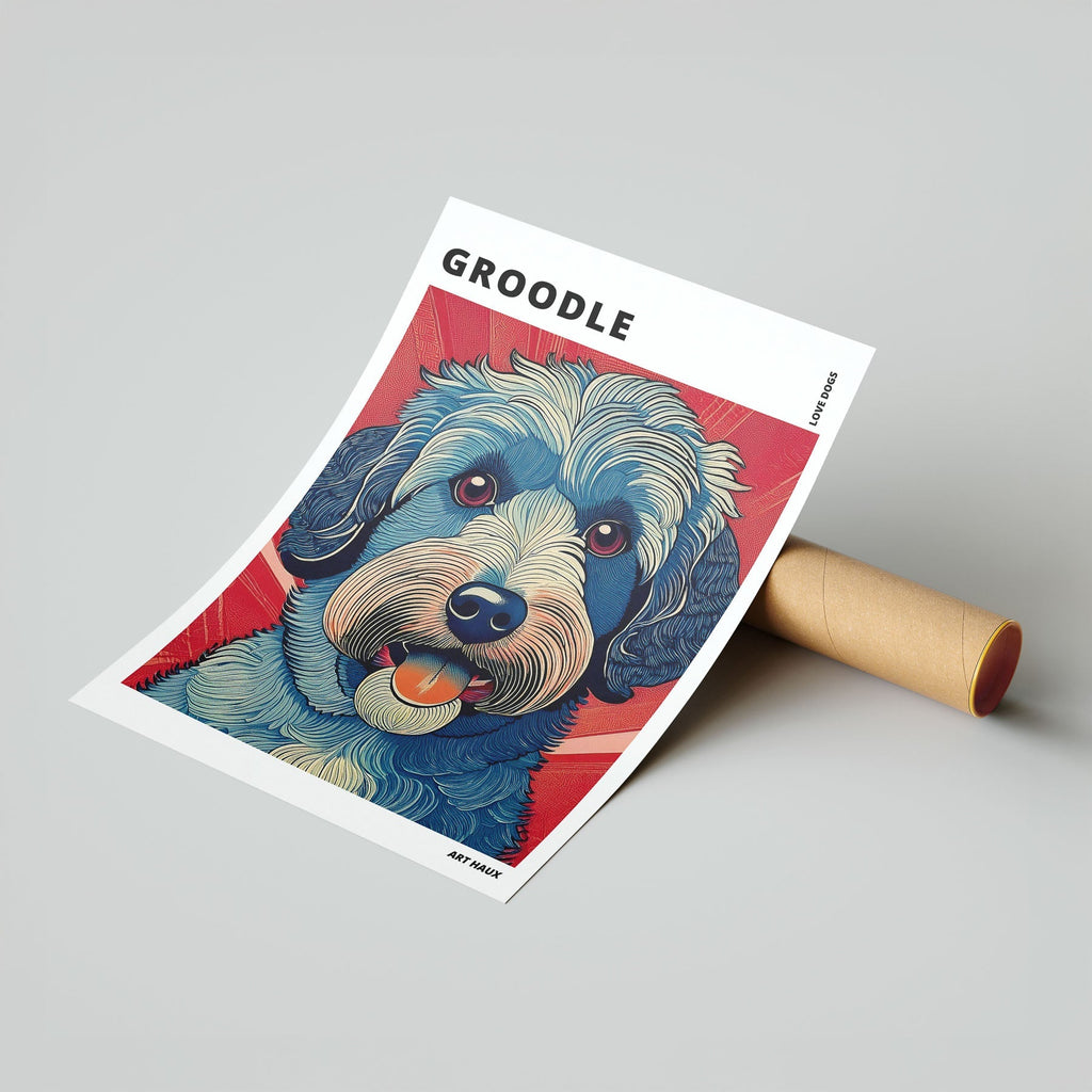 Groodle Hokusai Japanese Inspired Dog Series with Text image 6