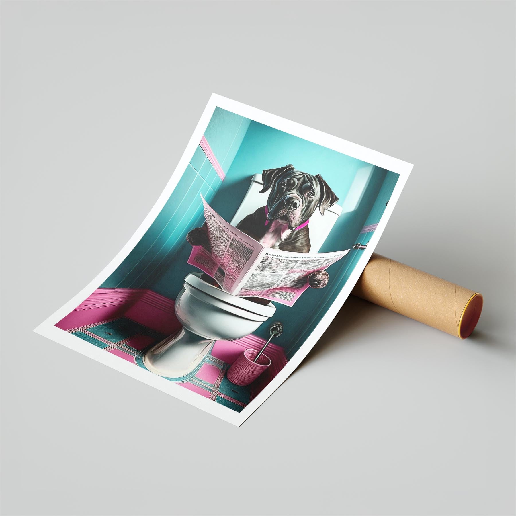Neapolitan Mastiff Toilet Dogs PInk and Turquise image 6