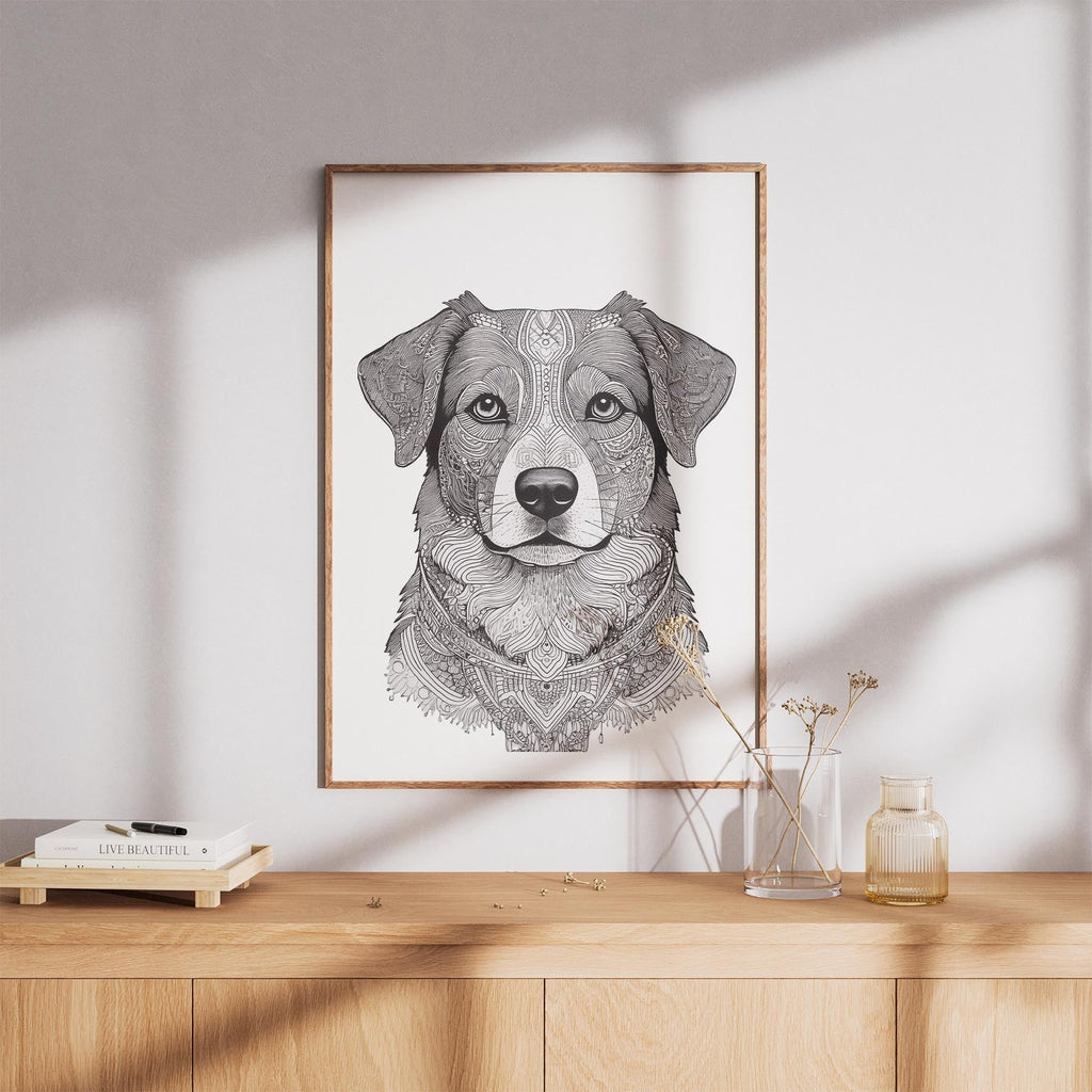 Australian Shepherd Mandala Black and White Dog Series image 8