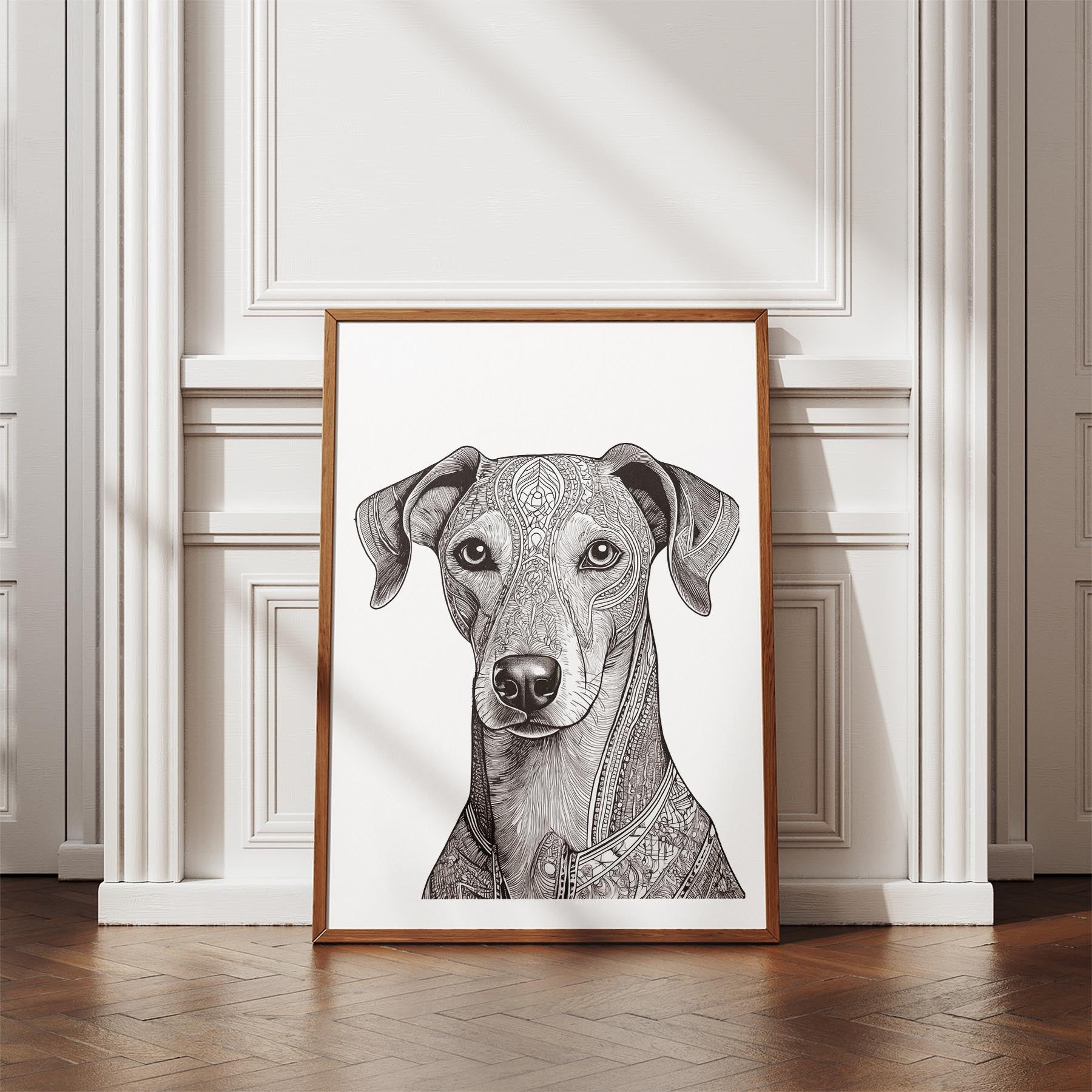 Greyhound Mandala Black and White Dog Series image 4