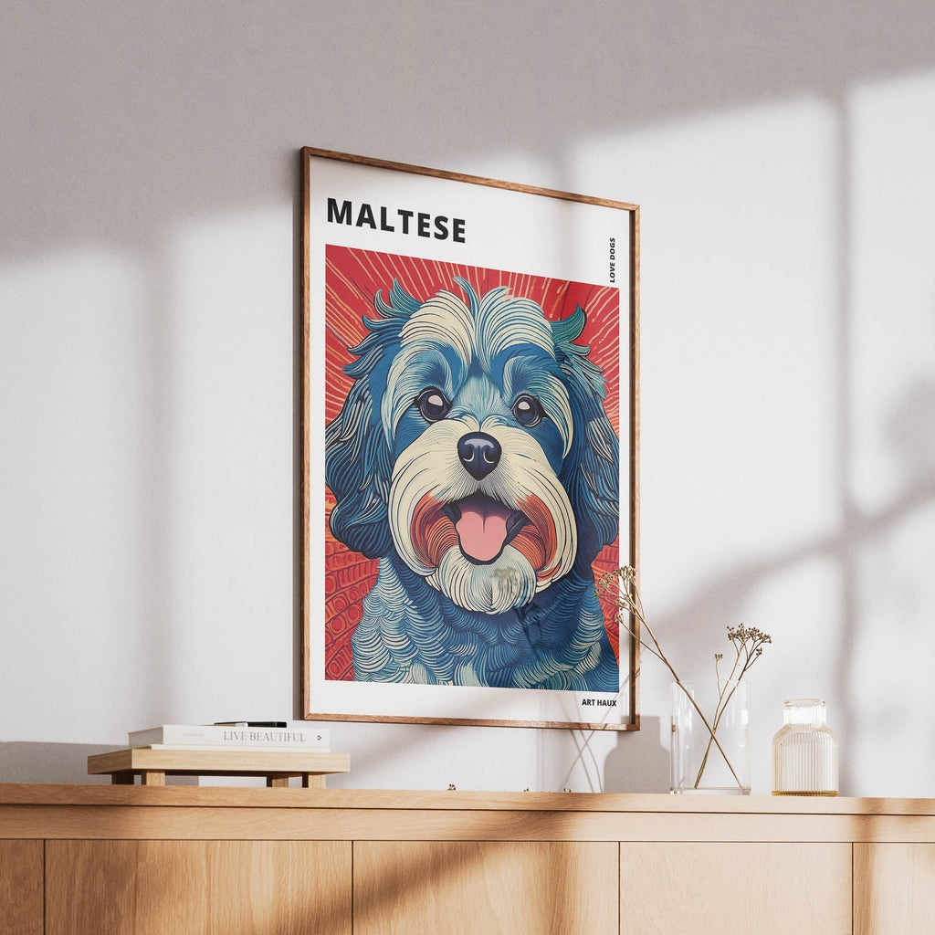 Maltese Hokusai Japanese Inspired Dog Series with Text image 5