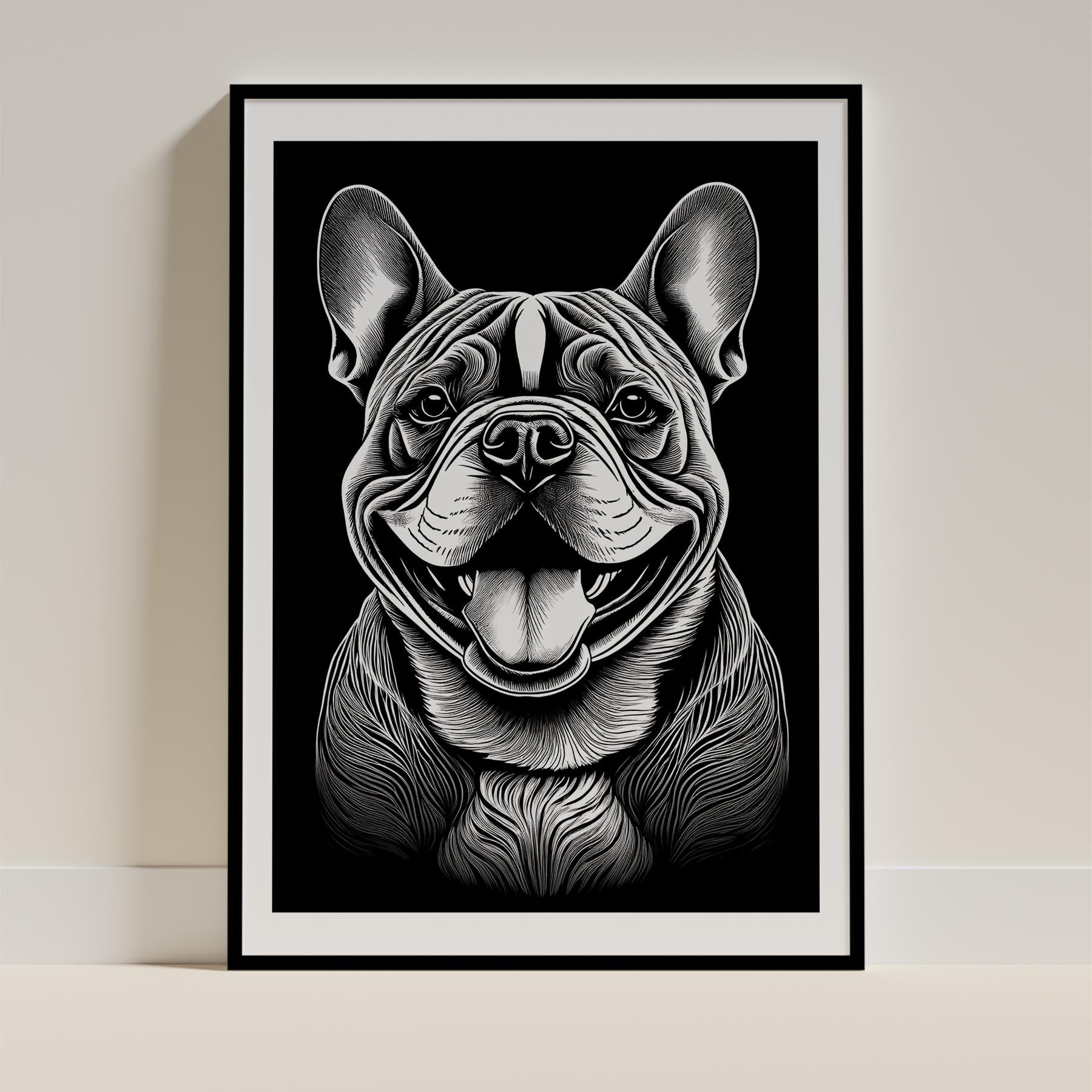 Bulldog Line Dog Series in Black and White image 0