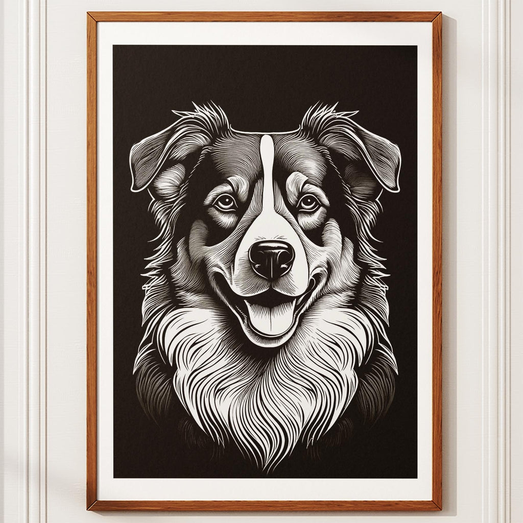 Australian Shepherd Line Dog Series in Black and White image 10