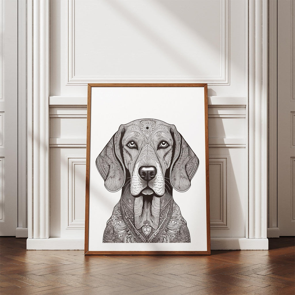 Bloodhound Mandala Black and White Dog Series image 4