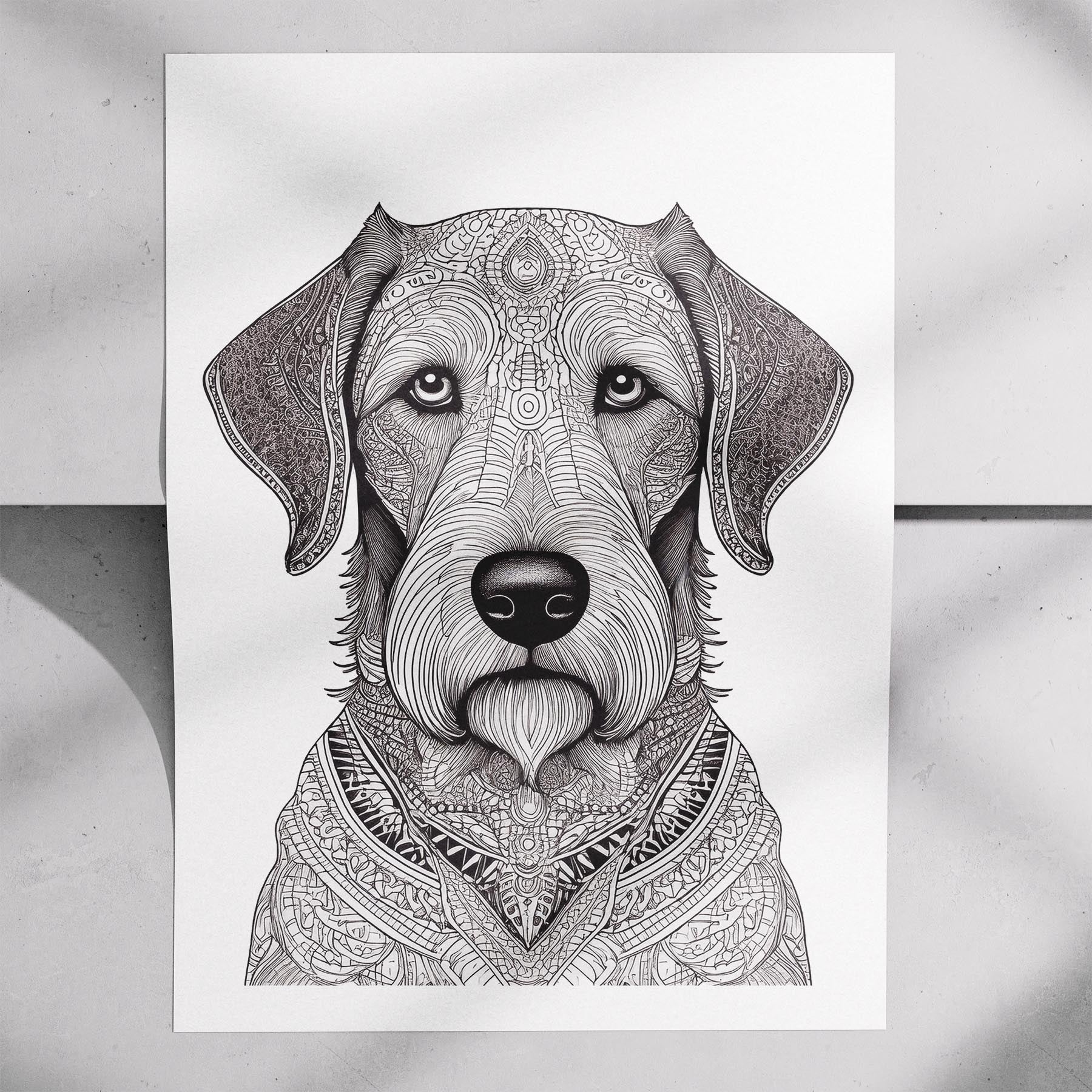 Irish Wolfhound Mandala Black and White Dog Series image 7